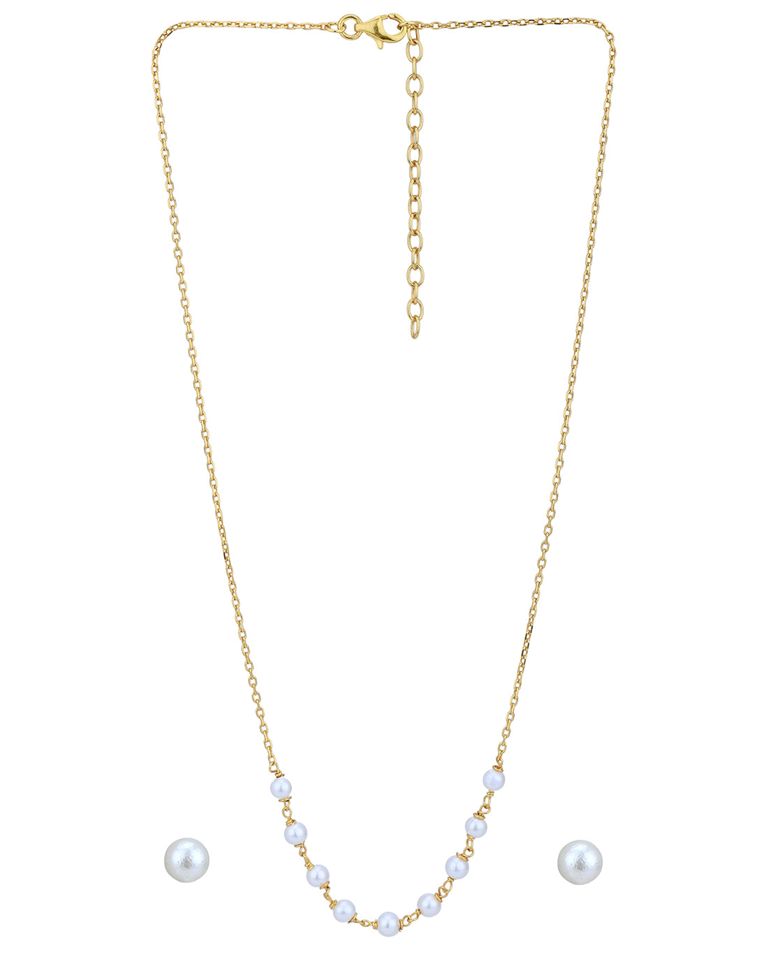 18kt Gold Plated with Pearl Fancy Necklace with Earring Set for women