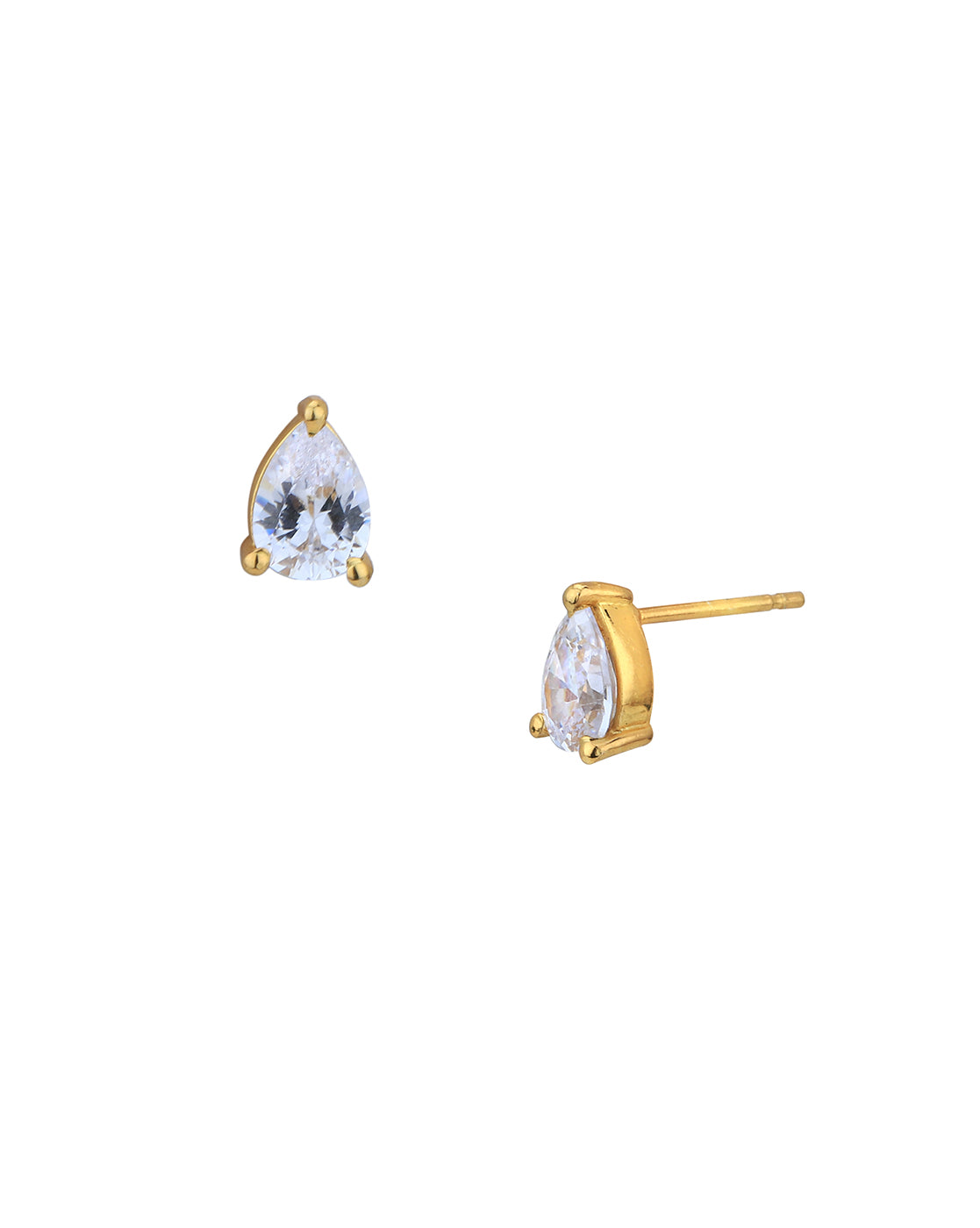 18kt Gold Plated CZ Tear Drop Shape Necklace with Earring Set for women