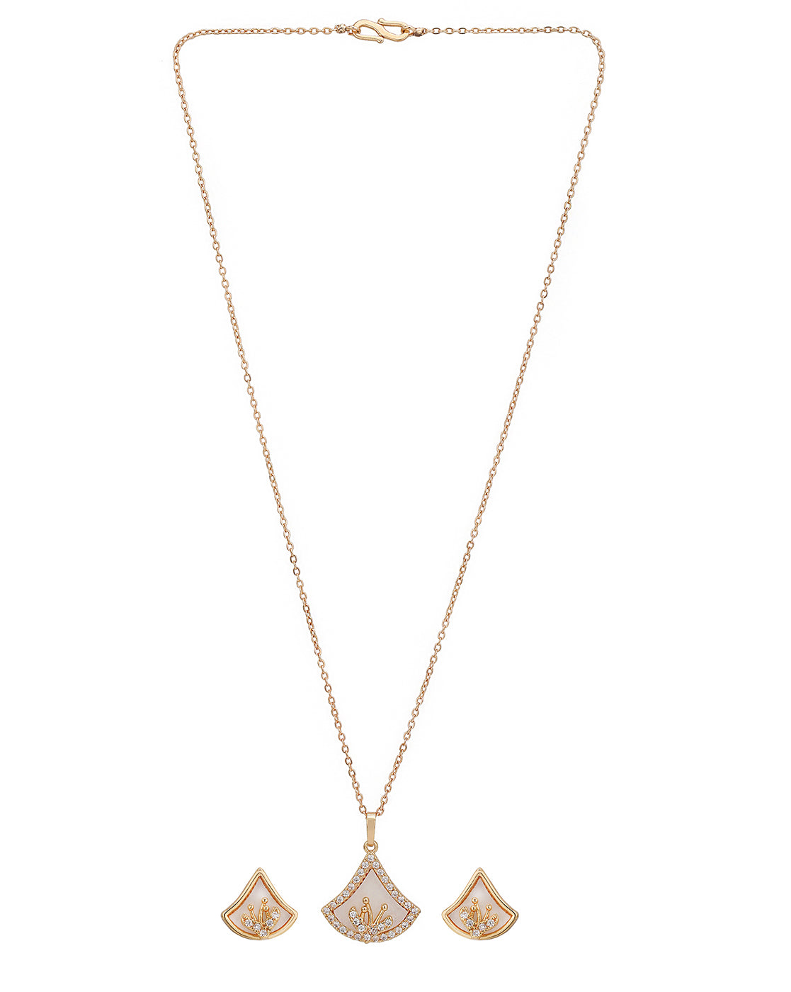 2 Toned Plated with CZ Divas Pendant and Earring Set