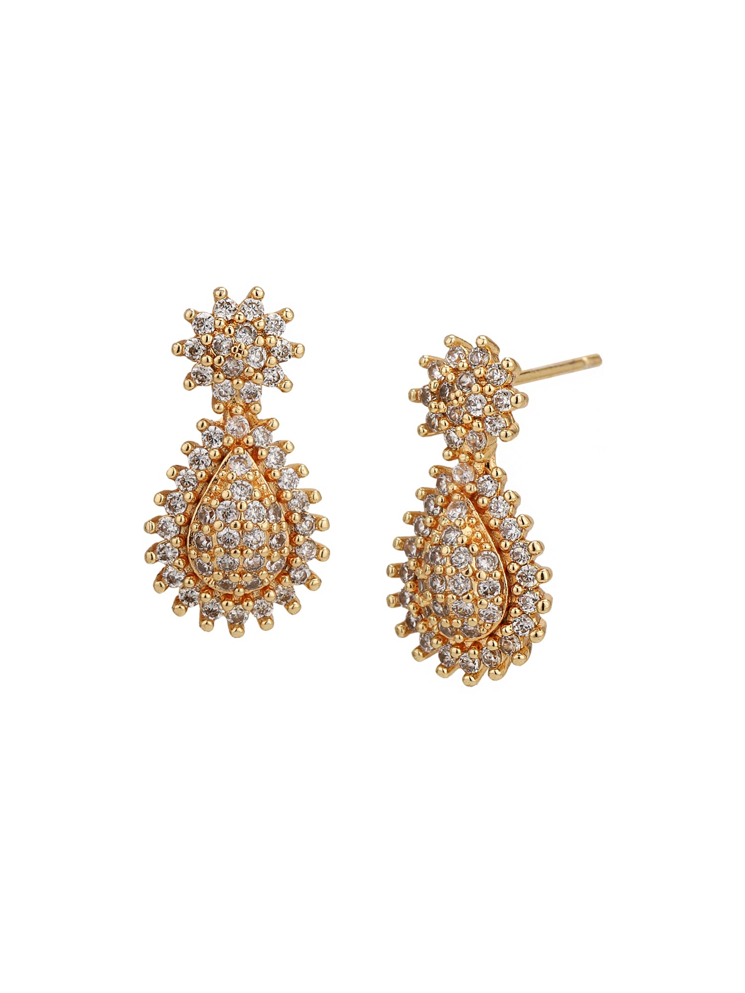 Gold Plated with CZ Ear Drop Pendant and Earring Set