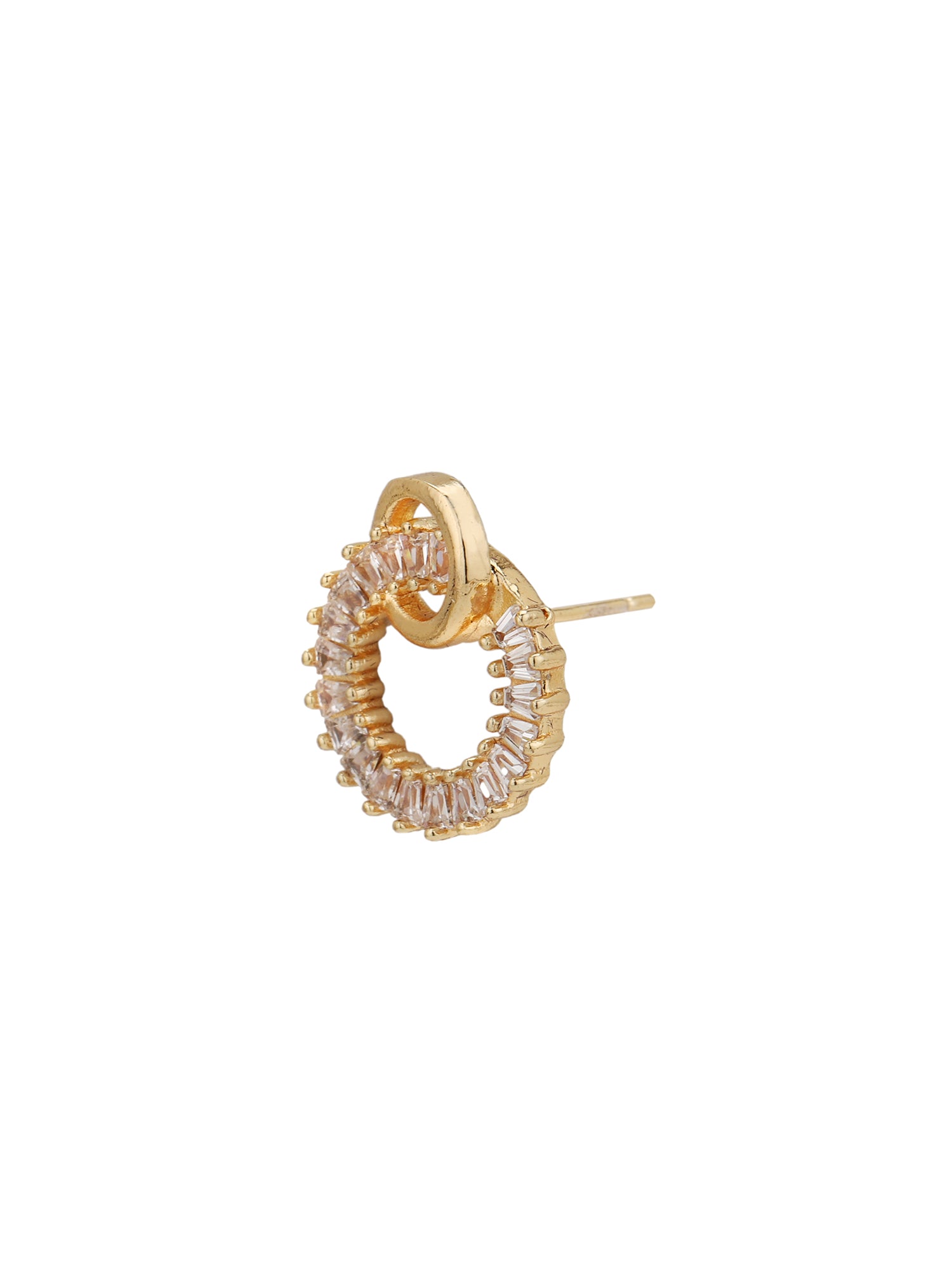 Gold Plated with CZ Circular Pendant and Earring Set