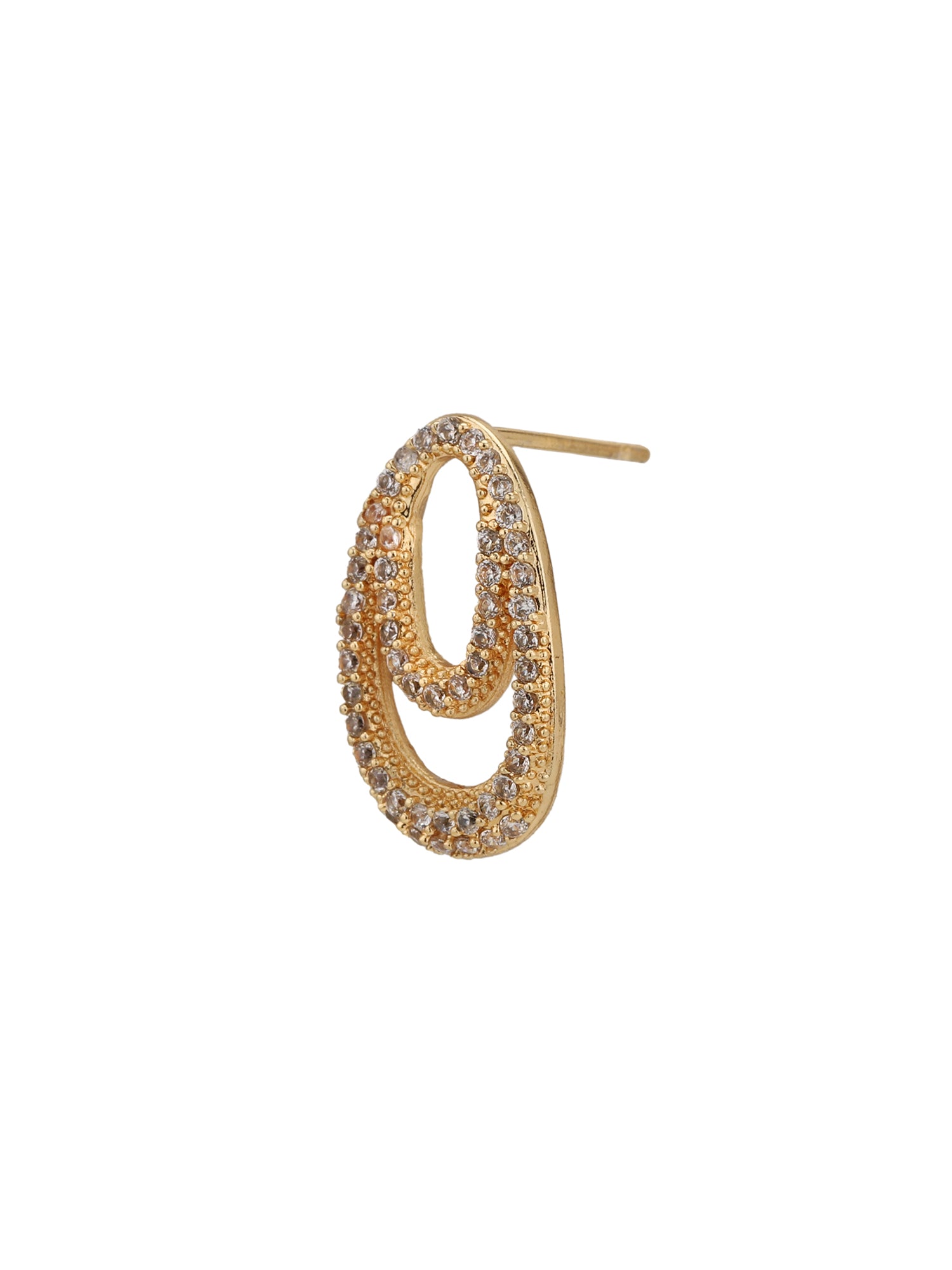 Gold Plated with CZ Oval Pendant and Earring Set