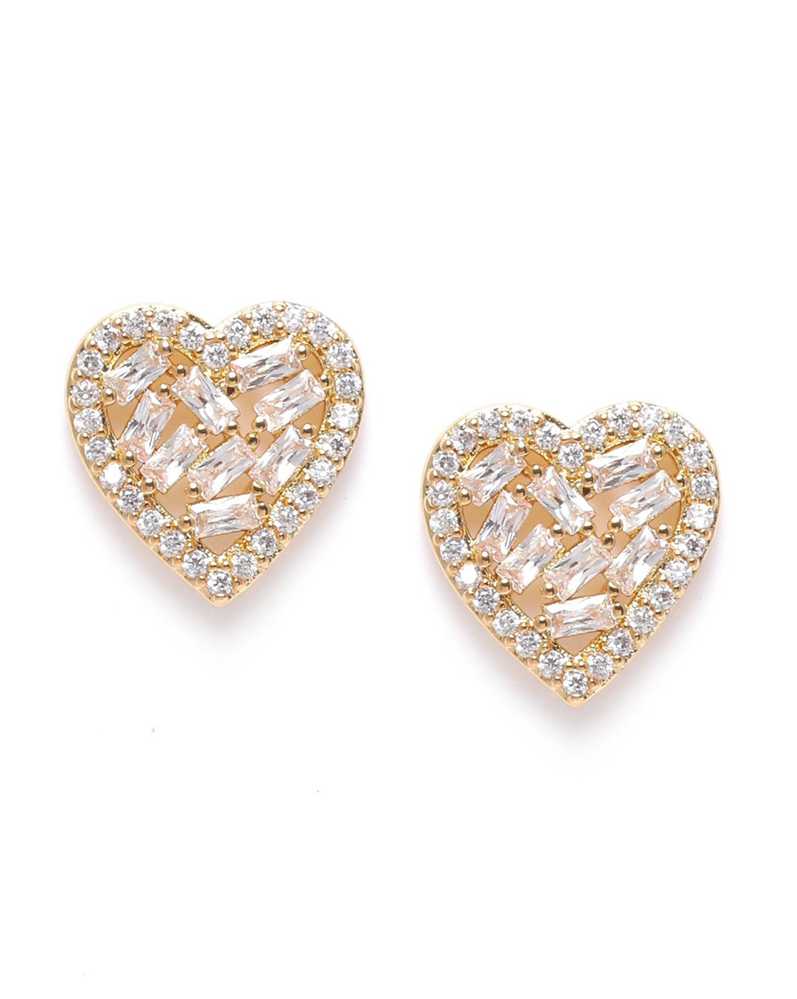 Gold Plated CZ Heart Necklace and Earring Set