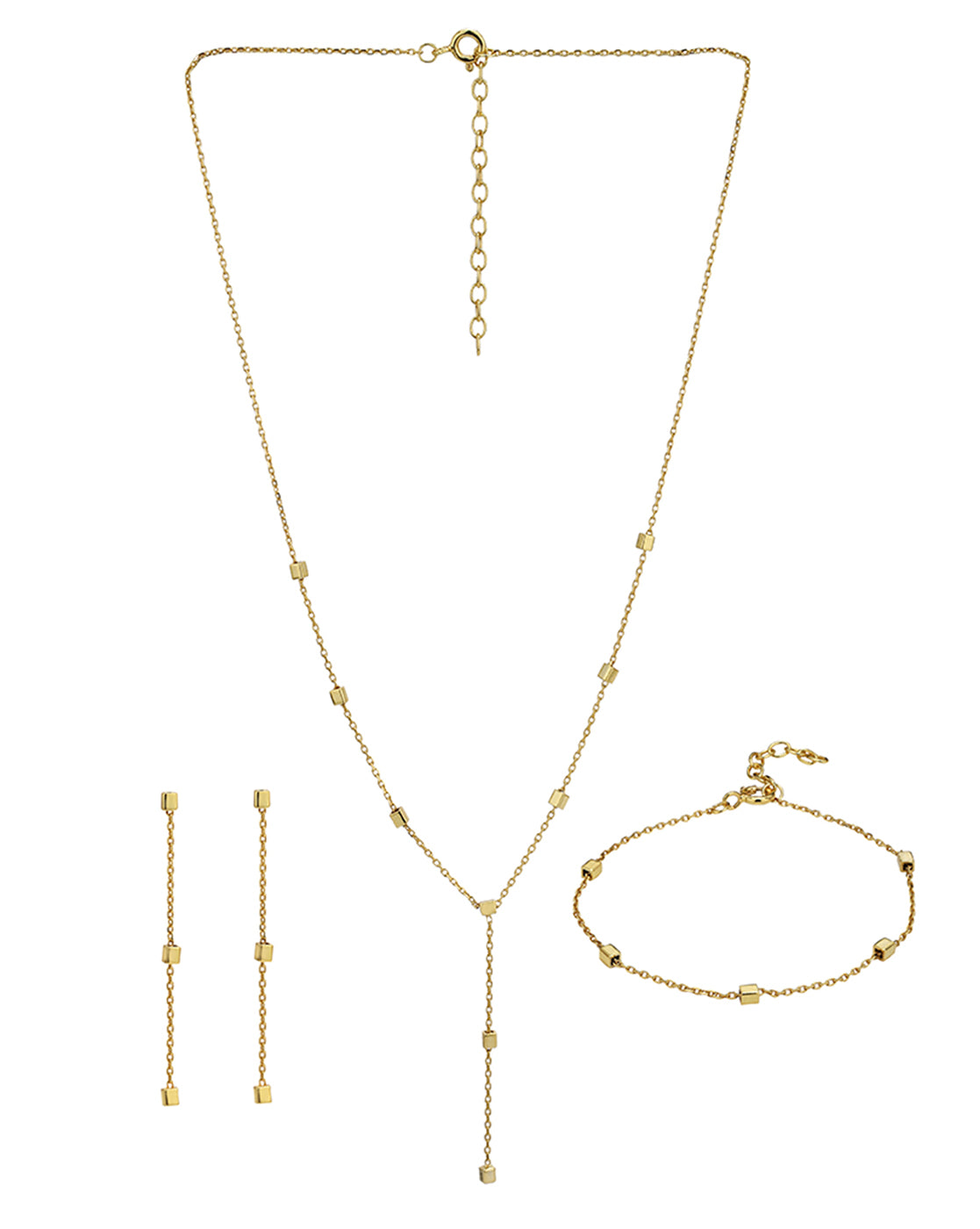 18kt Gold Plated Lariat Necklace and Earring Gift Set