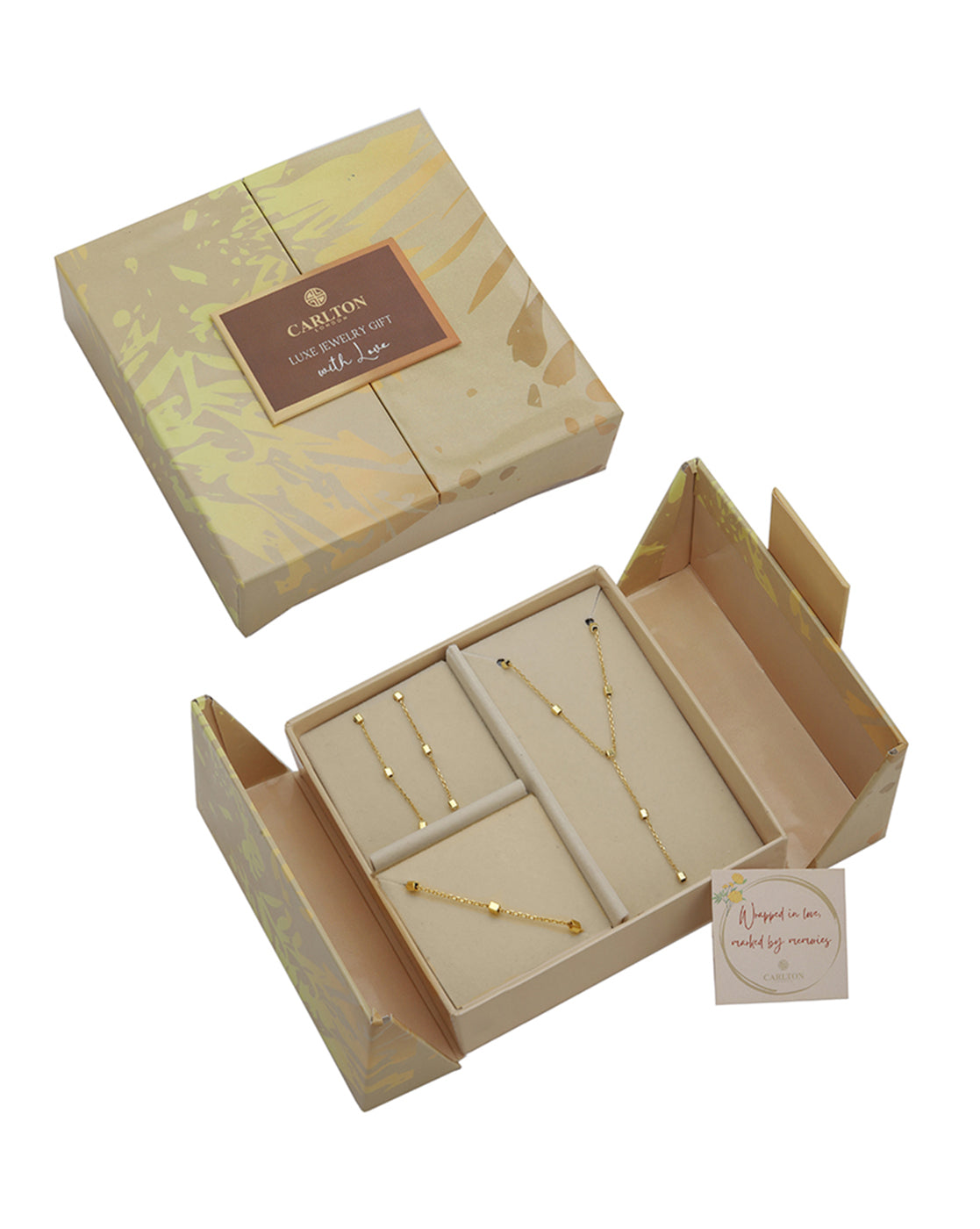 18kt Gold Plated Lariat Necklace and Earring Gift Set