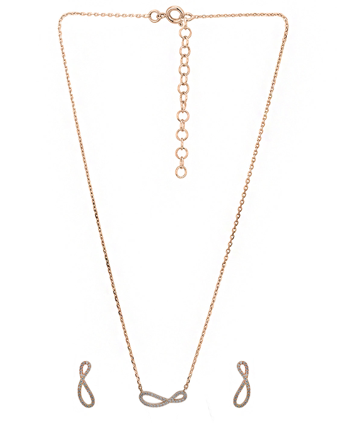 18kt Rose Gold Plated Infinity Necklace and Earring Gift Set