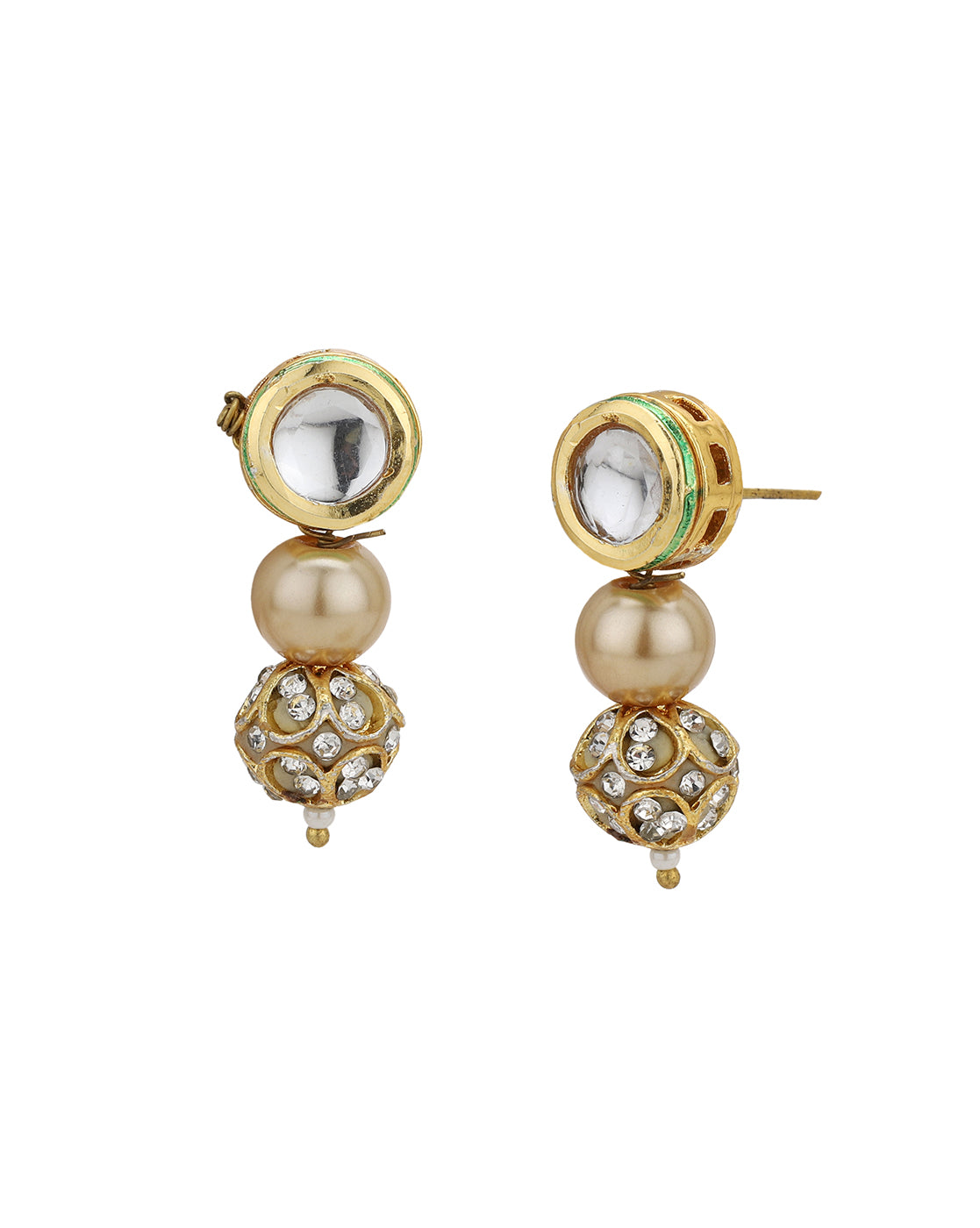 Gold Plated Multi Colour Pearl Beaded and CZ Jewellery Set