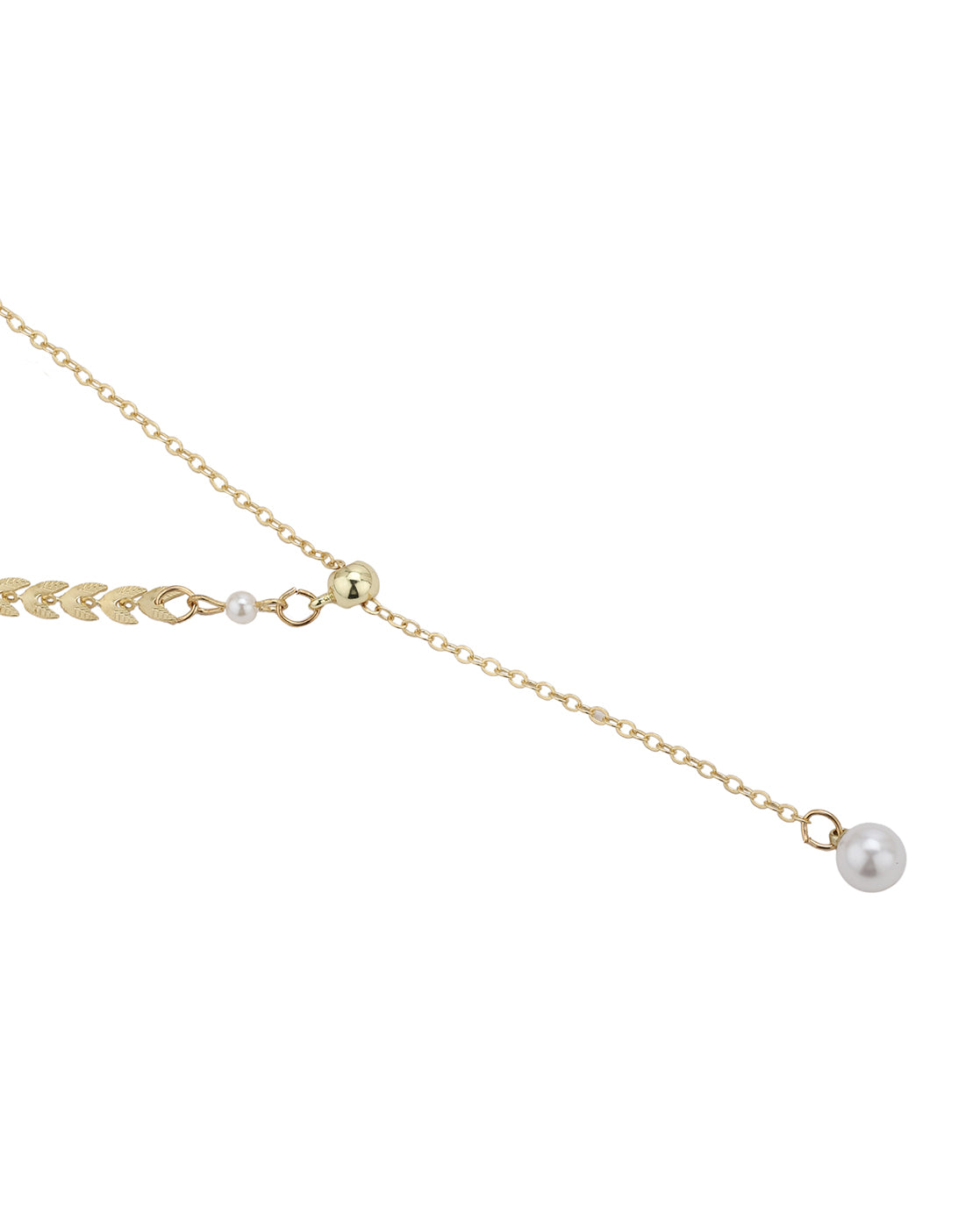 Gold Plated Dangling Pearl Lariat Necklace and Bracelet Set
