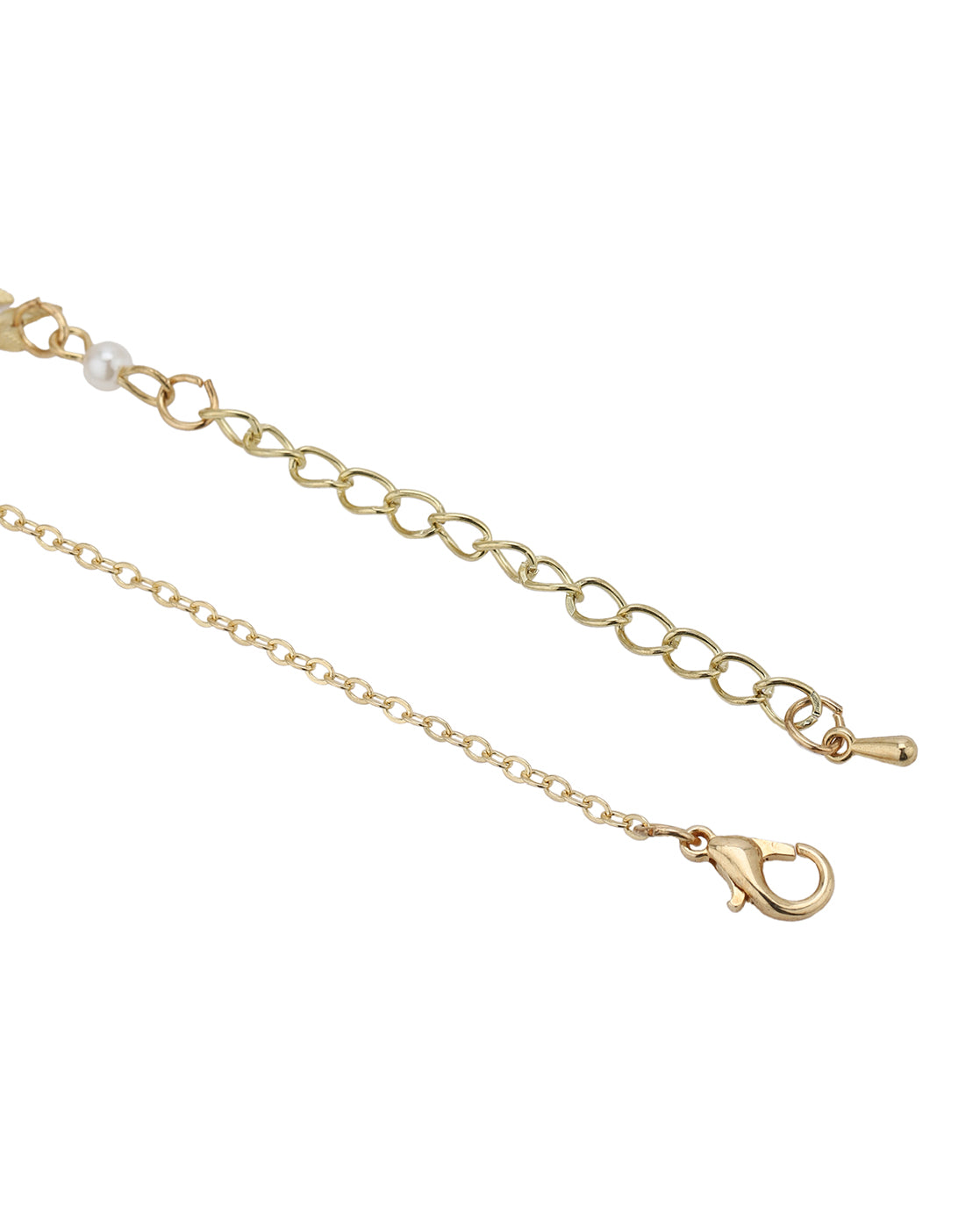 Gold Plated Dangling Pearl Lariat Necklace and Bracelet Set