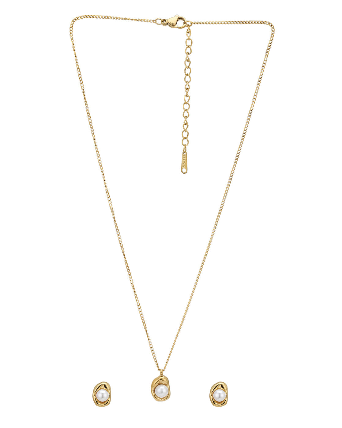 Gold Plated Freshwater Pearl Necklace and Earring Set