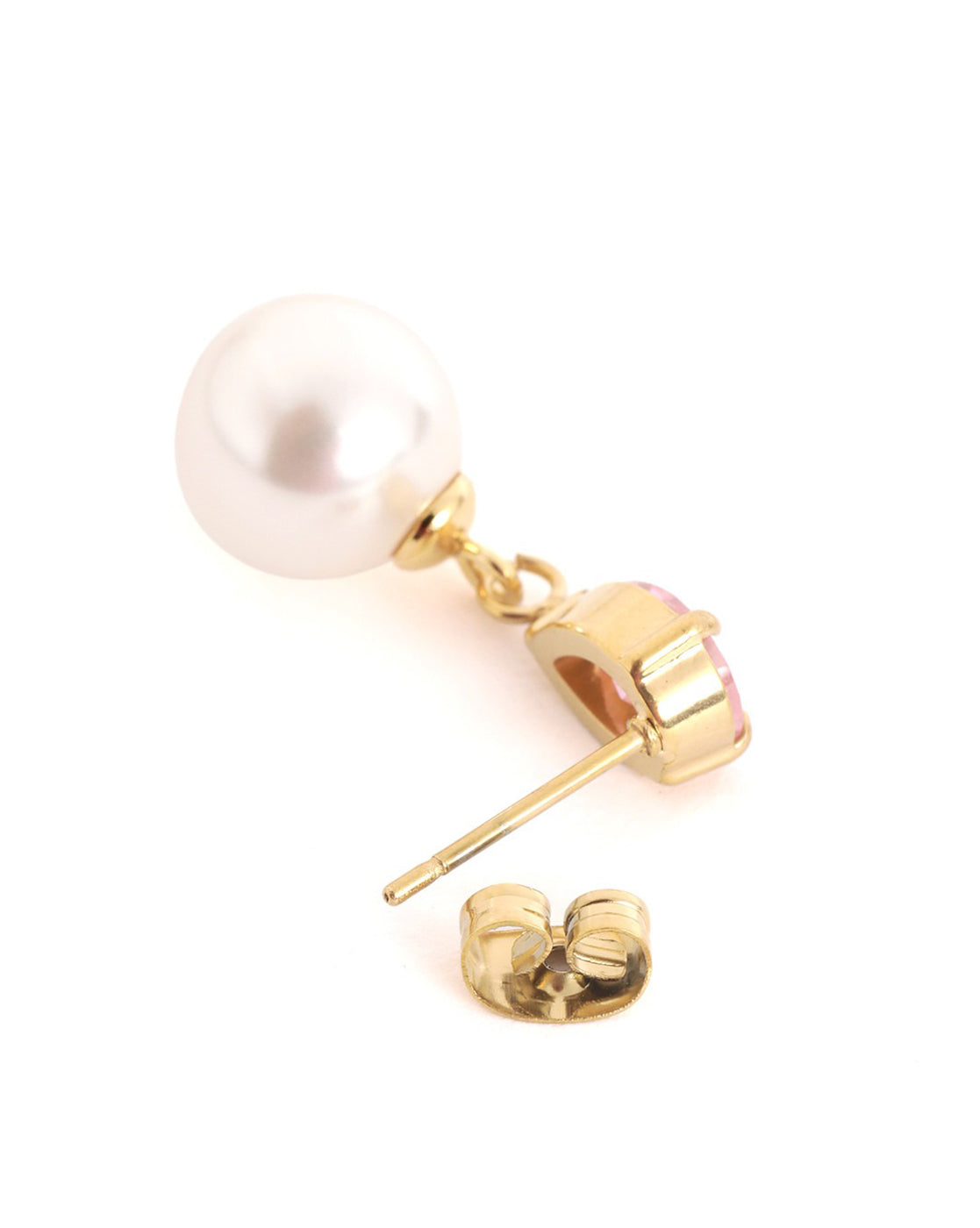 18kt Gold Plated Pear Drop CZ Pearl Necklace and Drop Earring Set