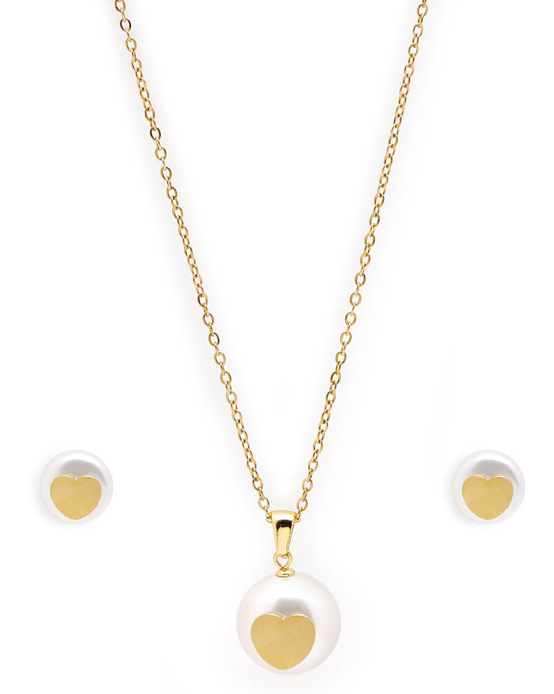 18kt Gold Plated Pearl and Heart Jewellery Set