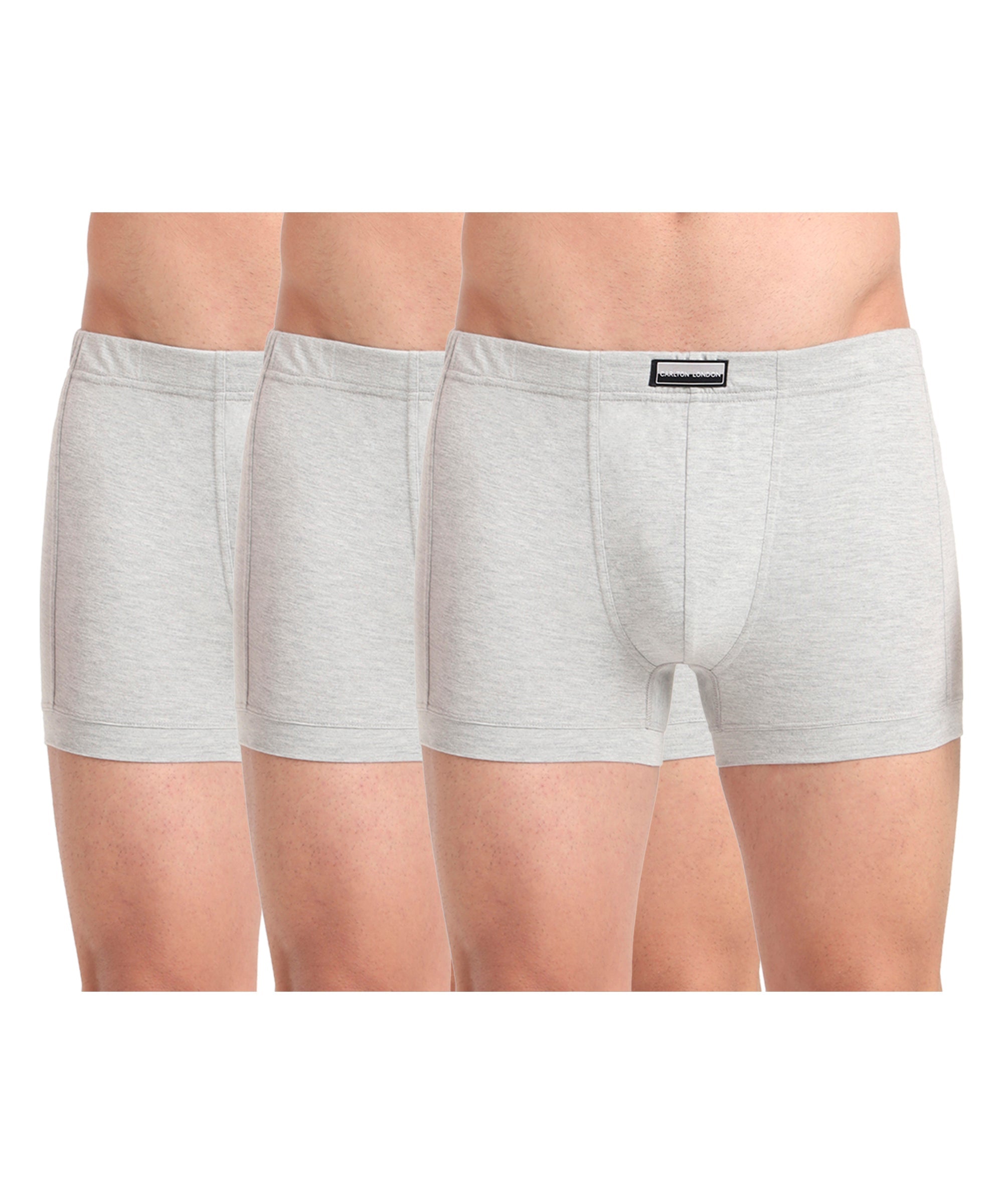 Trunk GREY MELG Pack of 3 Cotton Spandex Fabric with Classic Fit Style 001