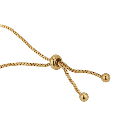 Carlton London Gold Plated Cz Studded Adjustable Charm Bracelet For Women