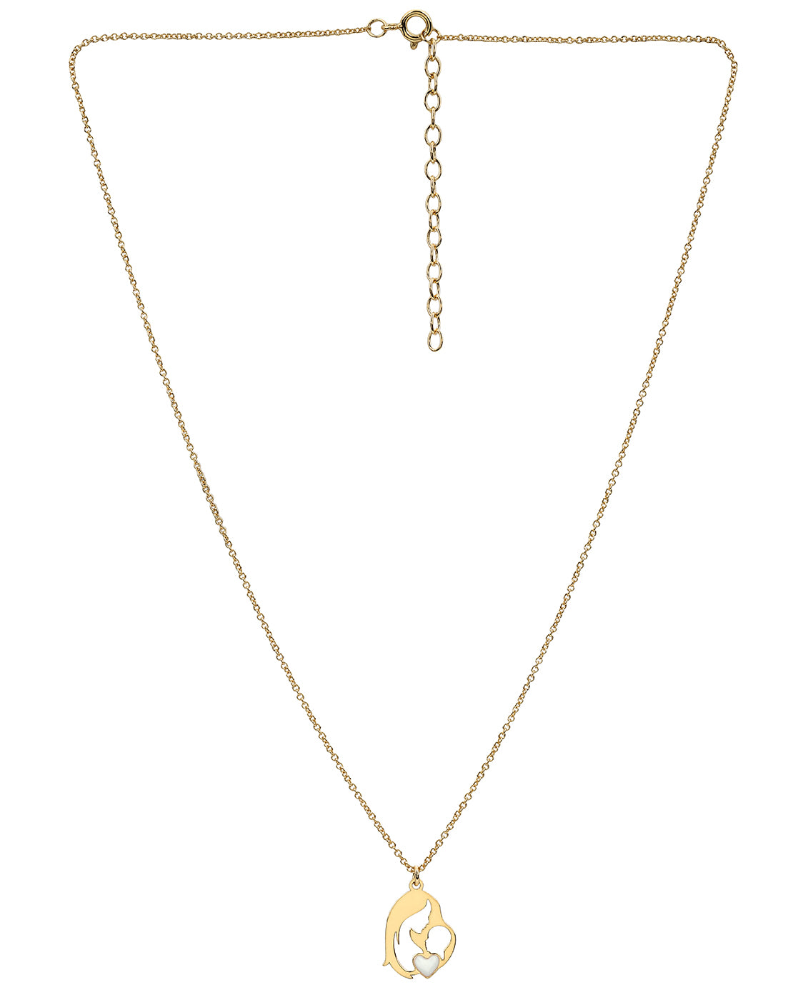 18kt Gold-Plated Enamel Mom & Child Silhouette Pendant Necklace