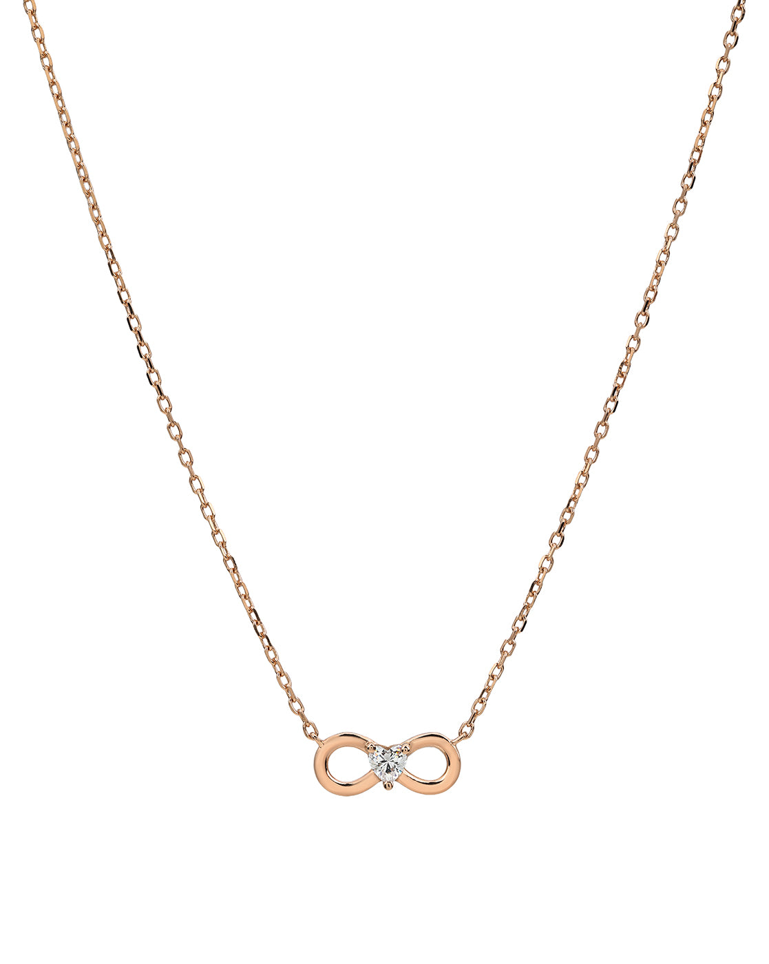 18kt Rose Gold Plated CZ Infinity & Heart Necklace