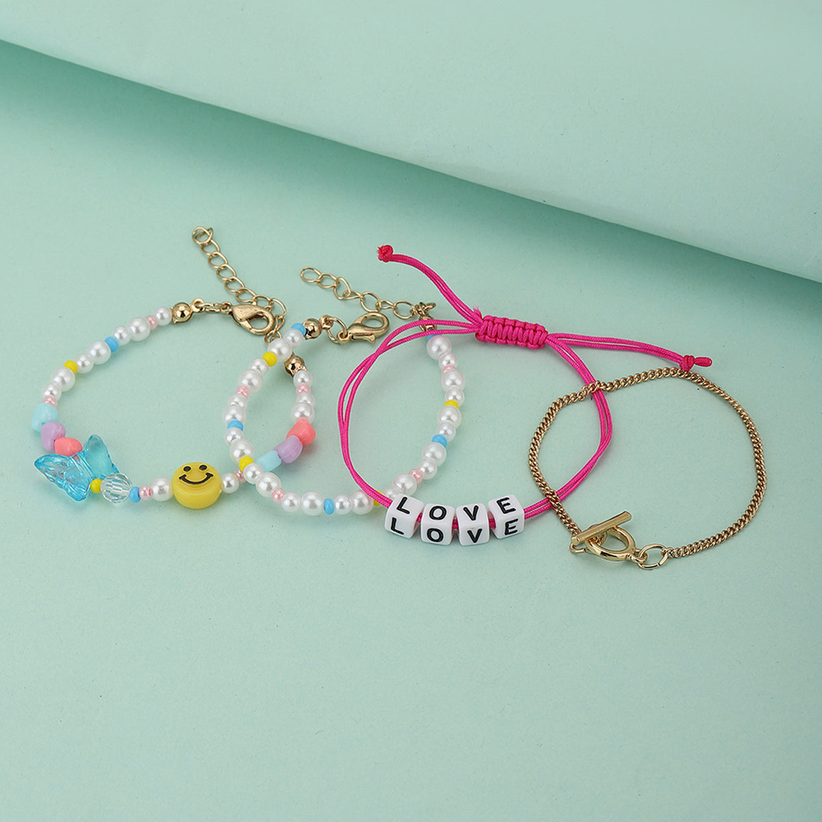 Carlton London Girls Set Of 4 Multicoloured Gold-Plated Charm Bracelet Kjbs040