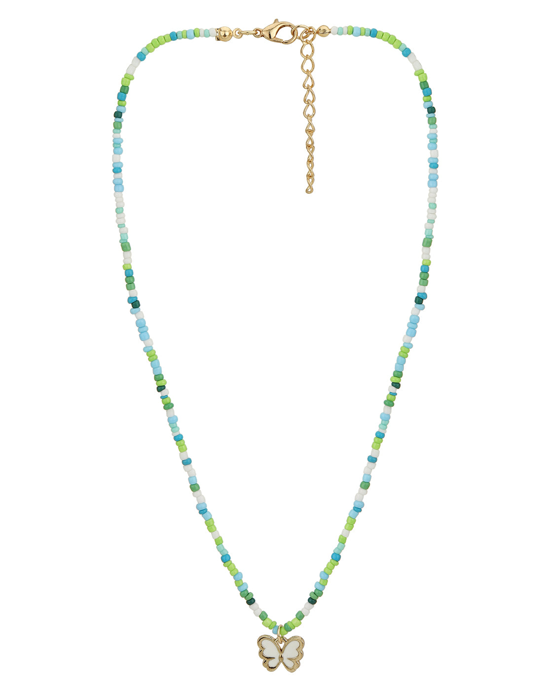 Set Of 2 Gold Plated With Enamel Heart & Butterfly Necklace For Girl