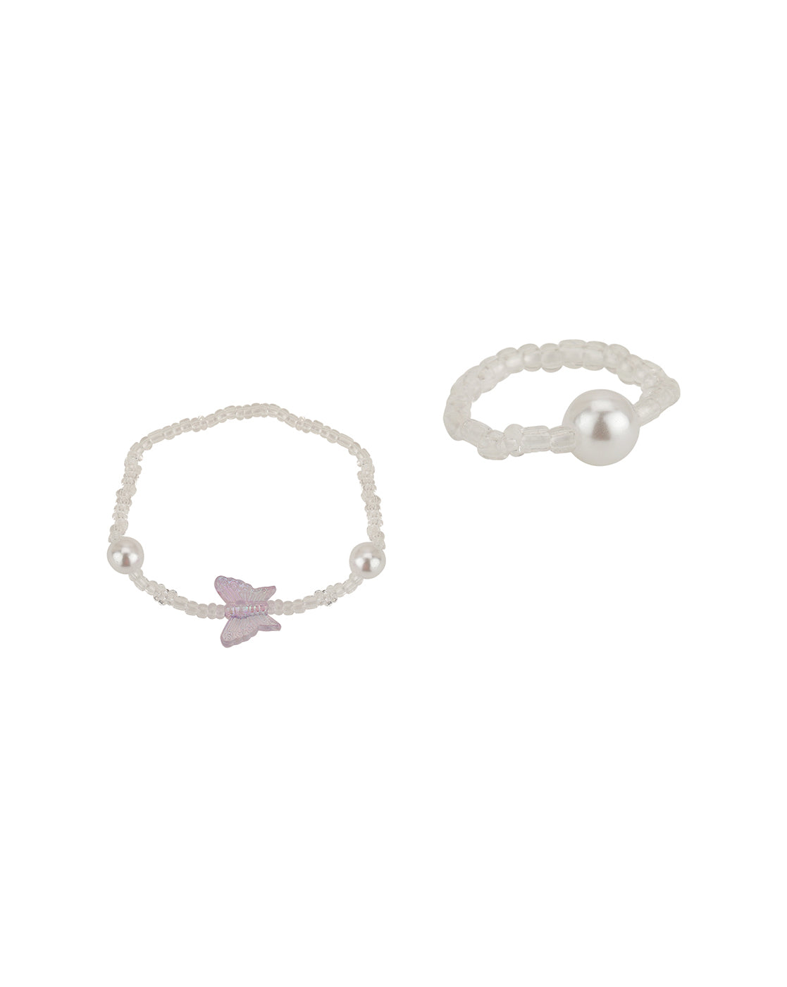 Rhodium Plated With Butterfly And Glass Bead Jewellery Set For Girl