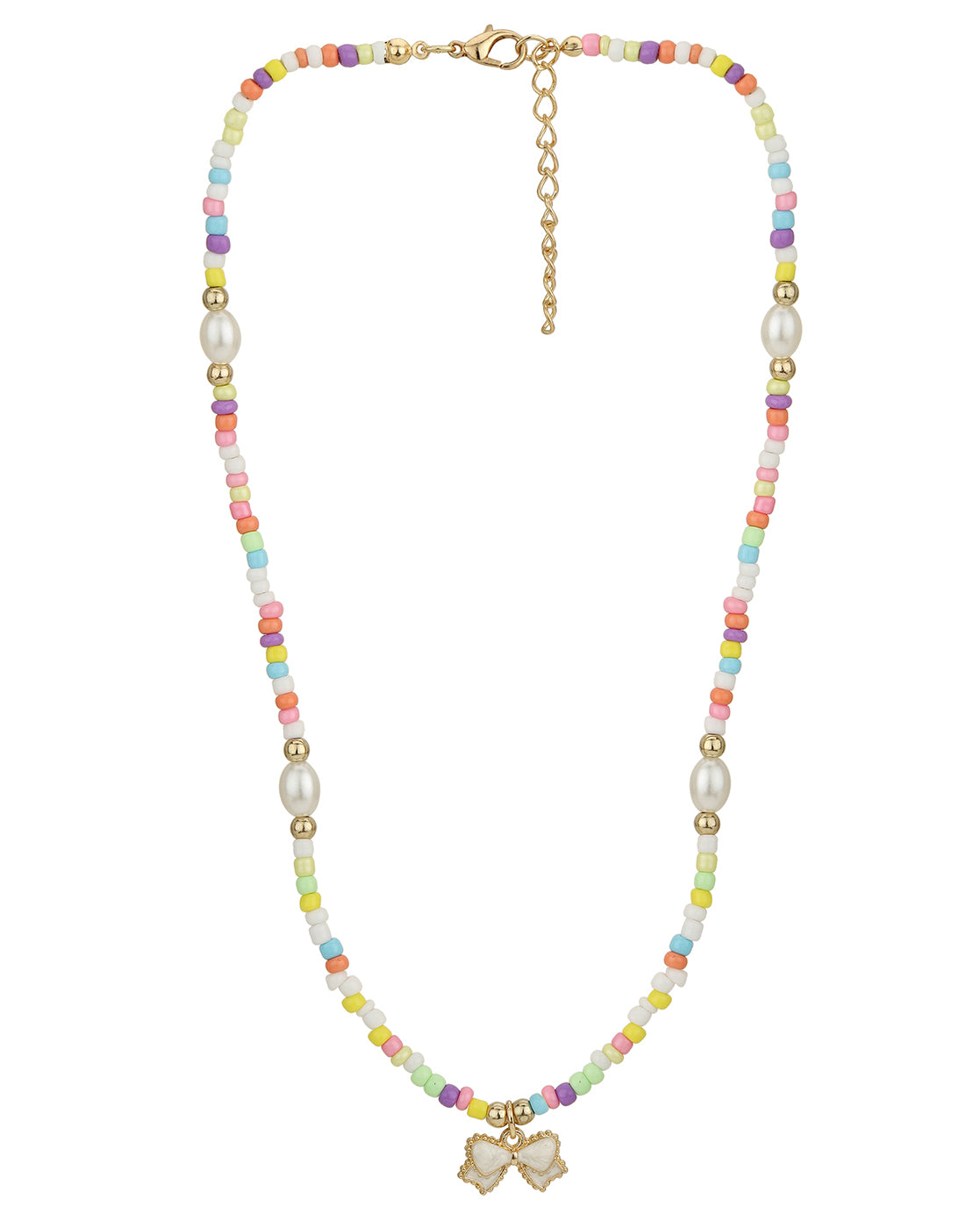 Gold Plated With Multicolour Bead Jewellery Set For Girl