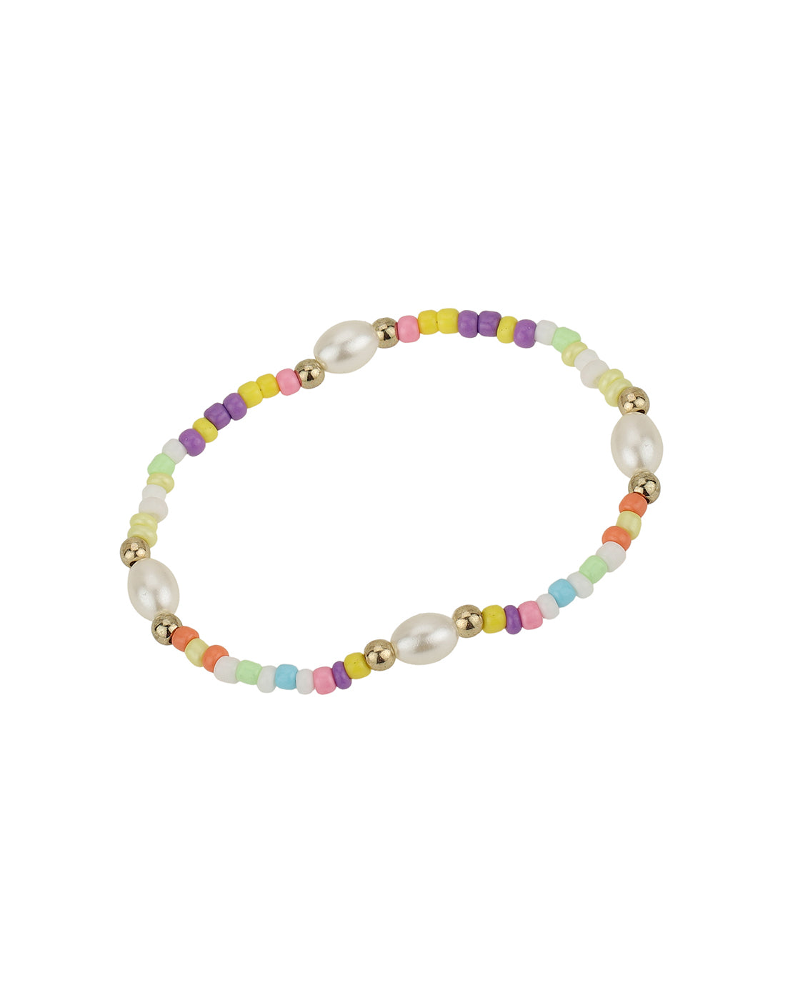 Gold Plated With Multicolour Bead Jewellery Set For Girl