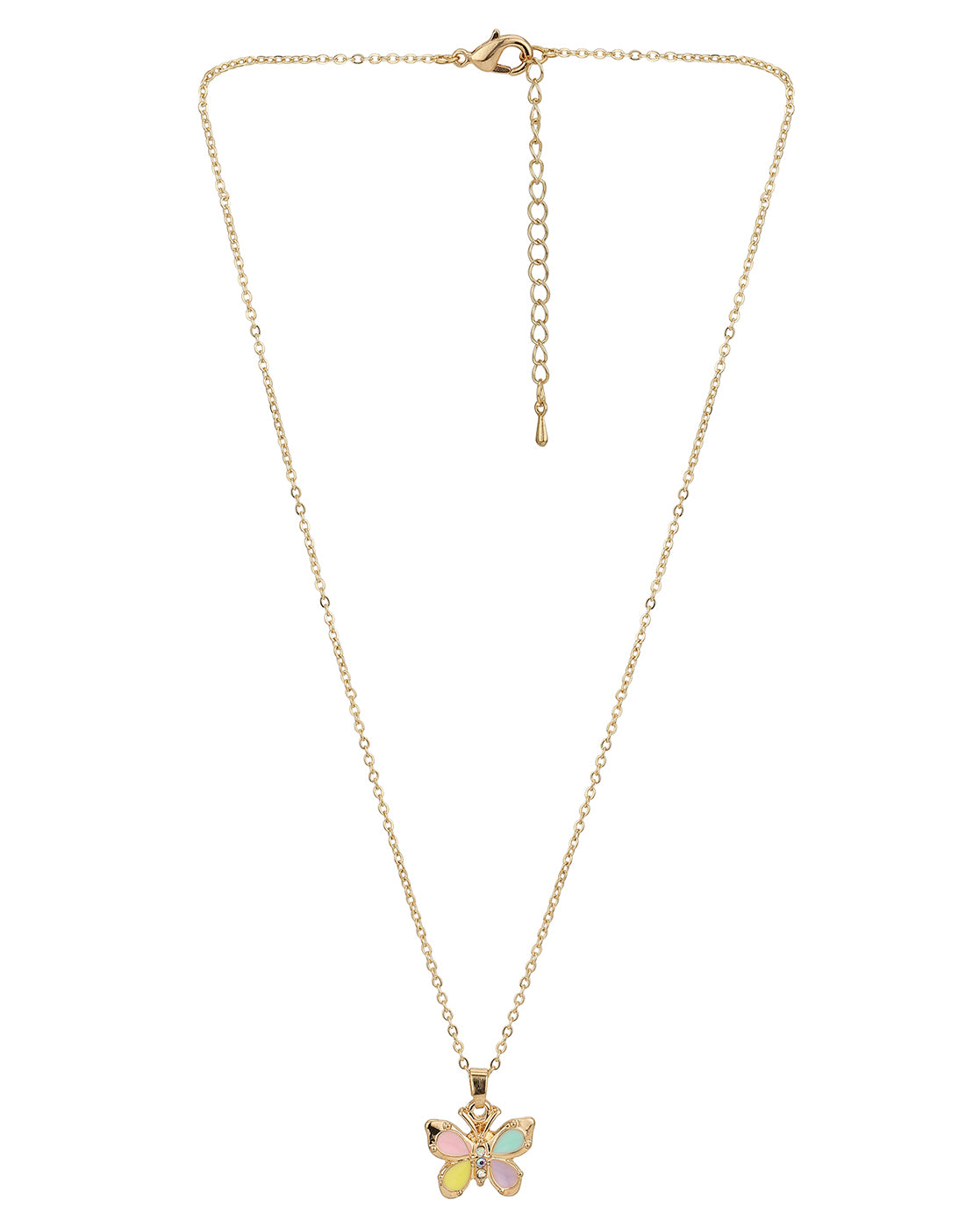 Gold Plated With Enamel And Butterfly Jewellery Set For Girl