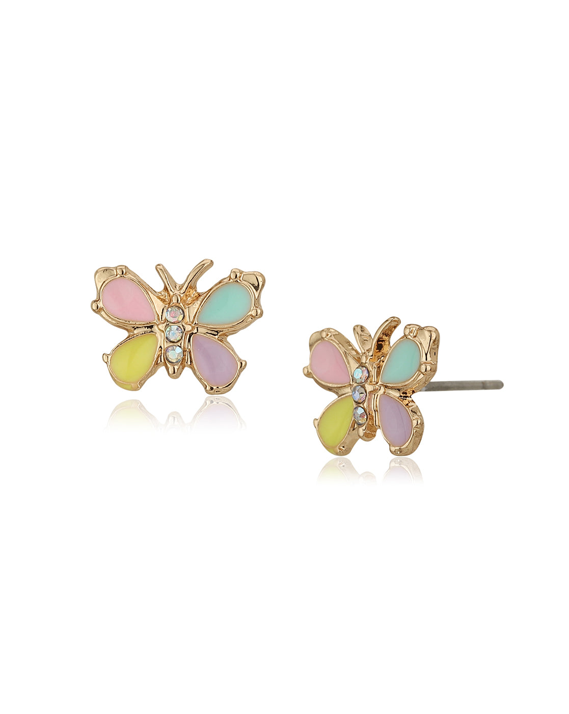 Gold Plated With Enamel And Butterfly Jewellery Set For Girl