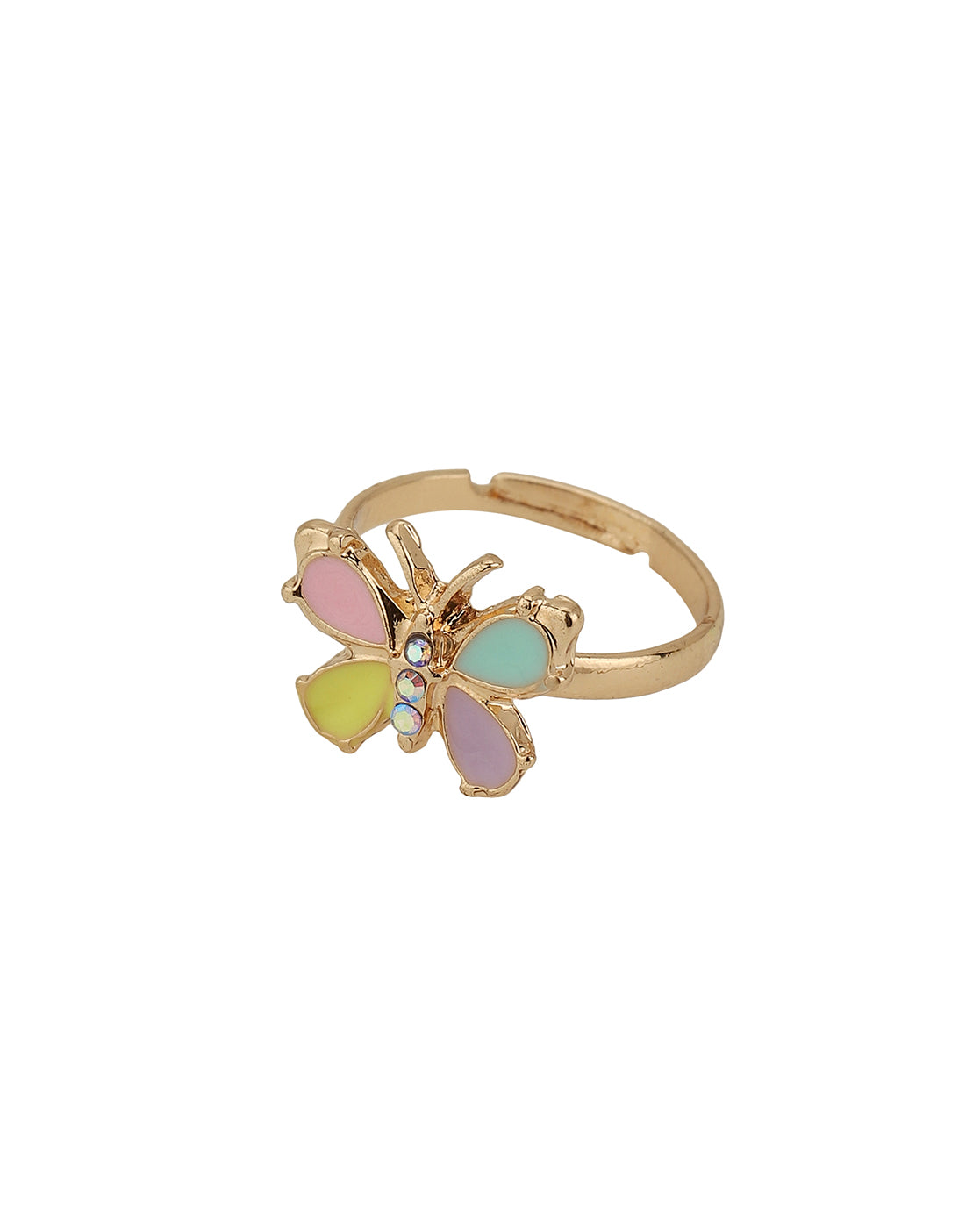 Gold Plated With Enamel And Butterfly Jewellery Set For Girl
