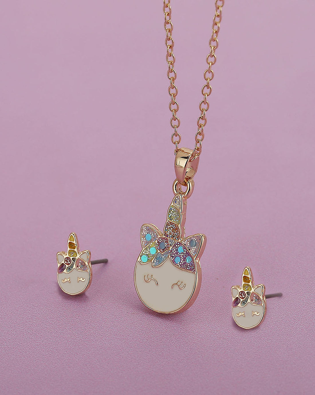 Gold Plated With Enamel Jewellery Set For Girl