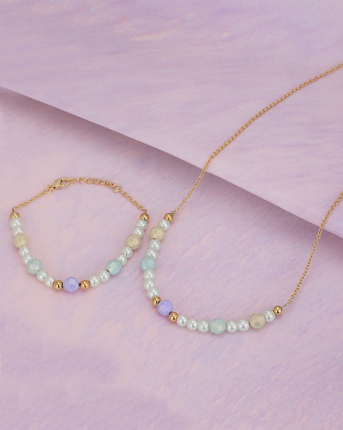 Gold Plated with Pearl Fancy Jewellery Set for girl