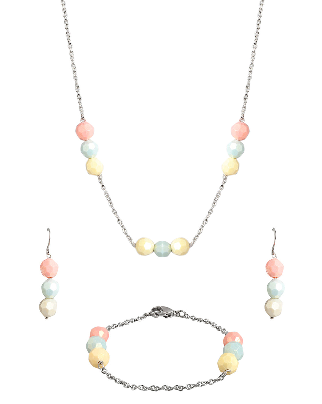 Silver Plated with Multicolor Faceted beads Fancy Jewellery Set for girl