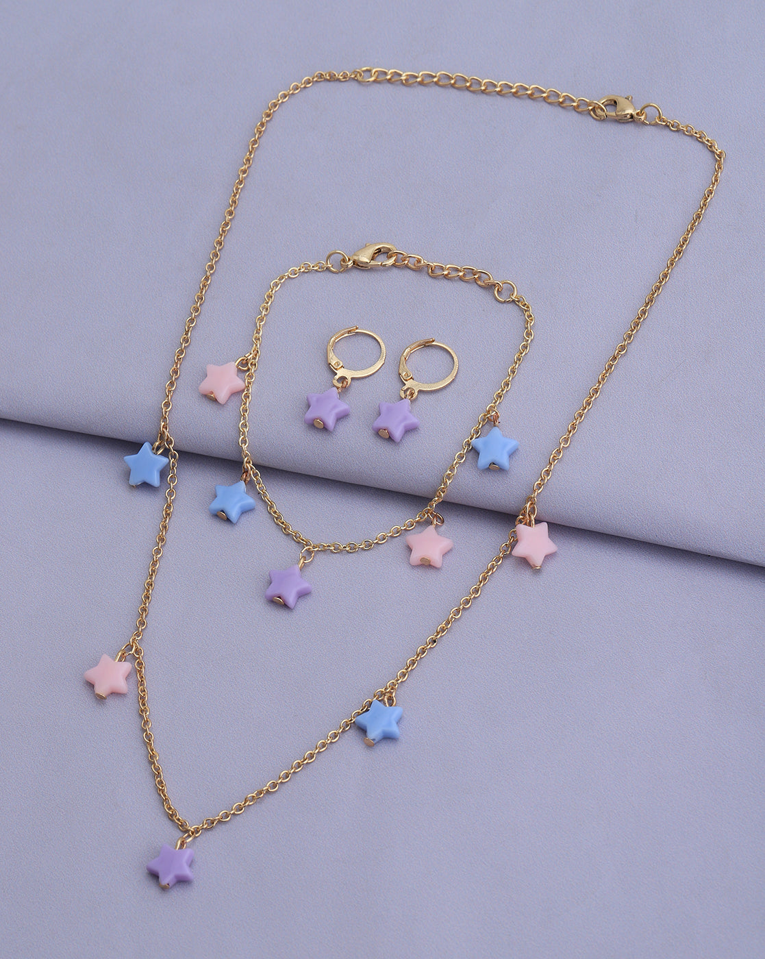 Gold Plated with Star Beads Fancy Jewellery Set for girl