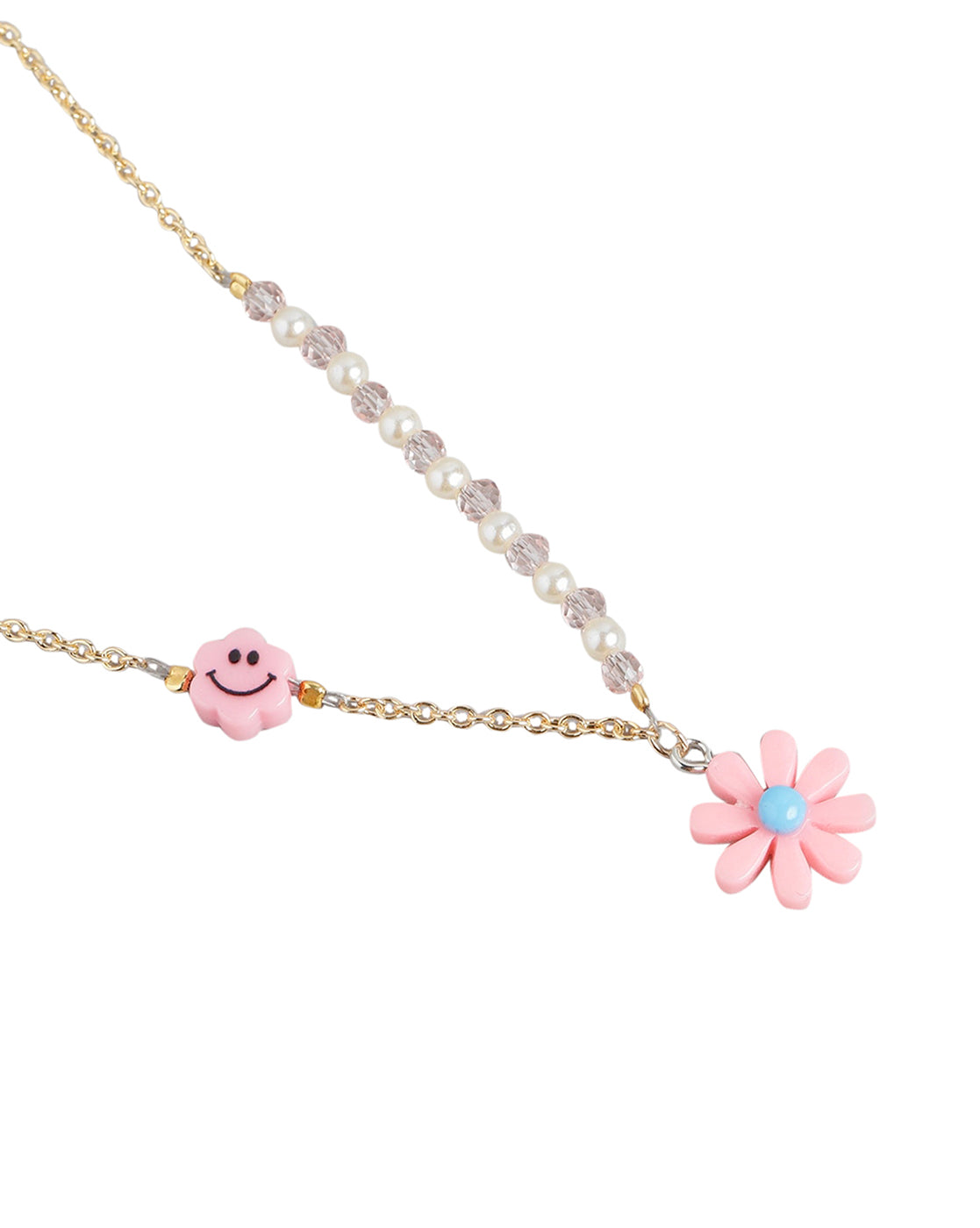 Gold Plated with Floral & Smiley Beads Jewellery Set for girl