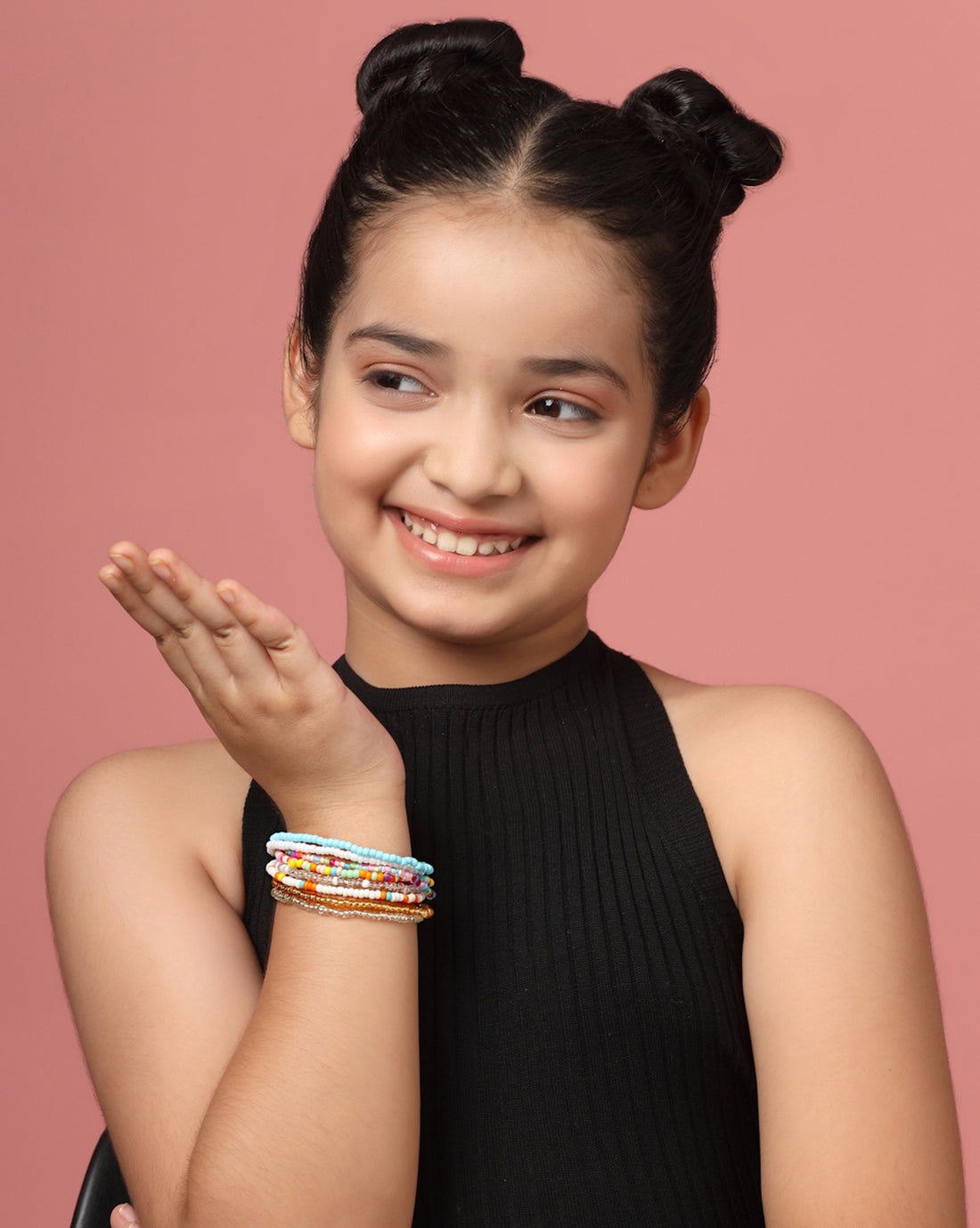 Set of 8 Multi Colour Fancy Bead Charm Bracelet for Girls