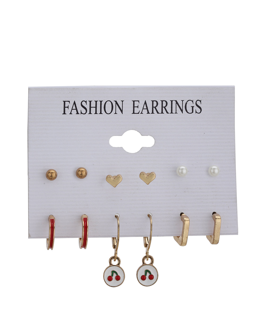 Rose Gold Plated Multipack Earring Garden Themed Set of 6 for Girls