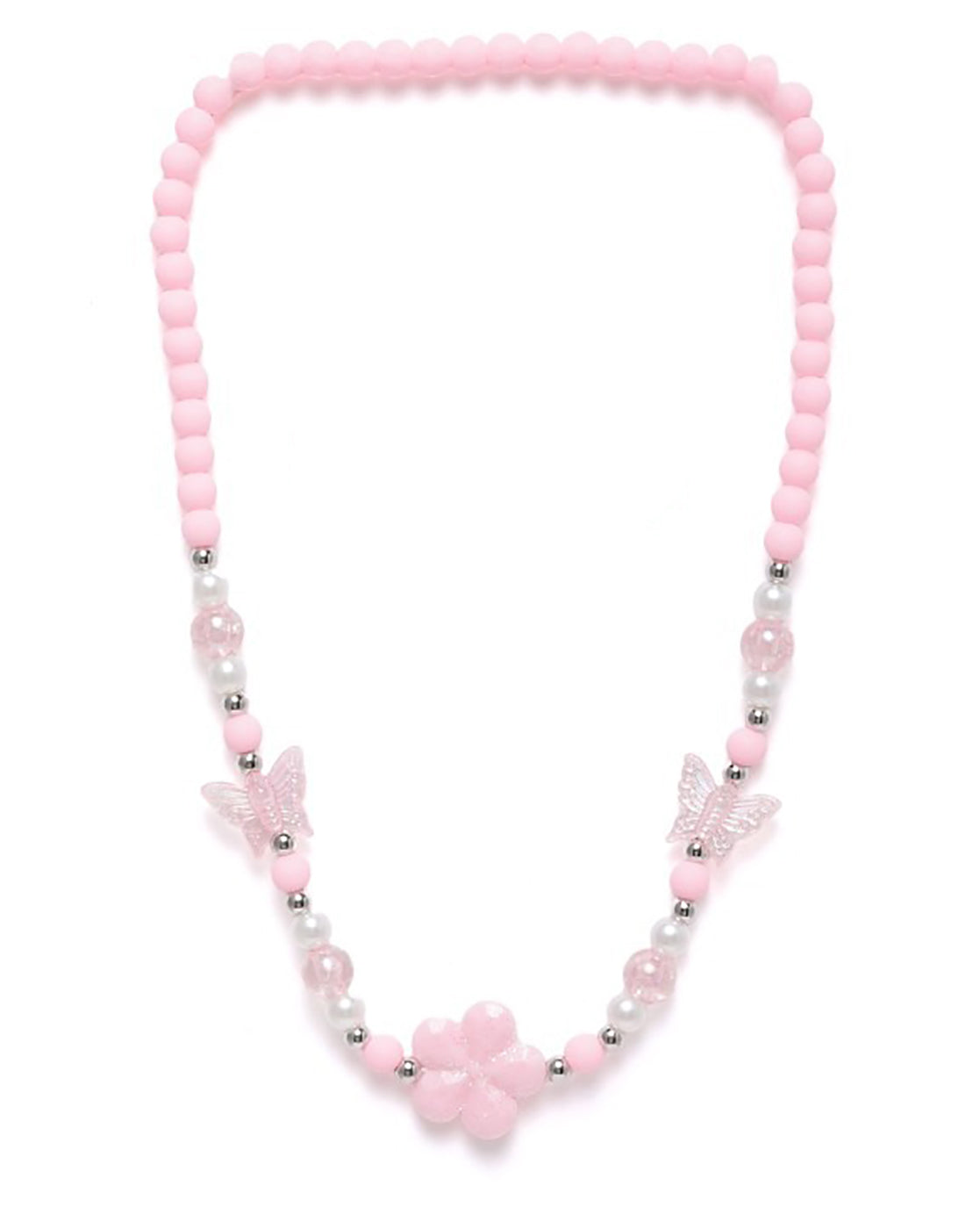 Pink Color Beaded Garden themed Kids Jewellery Set for Girl