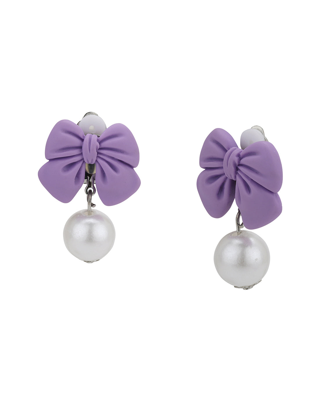 White Toned Hanging Bow and Pearl Jewellery Set for Girl