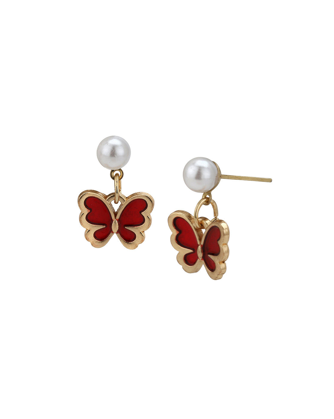 Rose Gold Plated Pearl Red Shell Butterfly Jewellery Set for Girl
