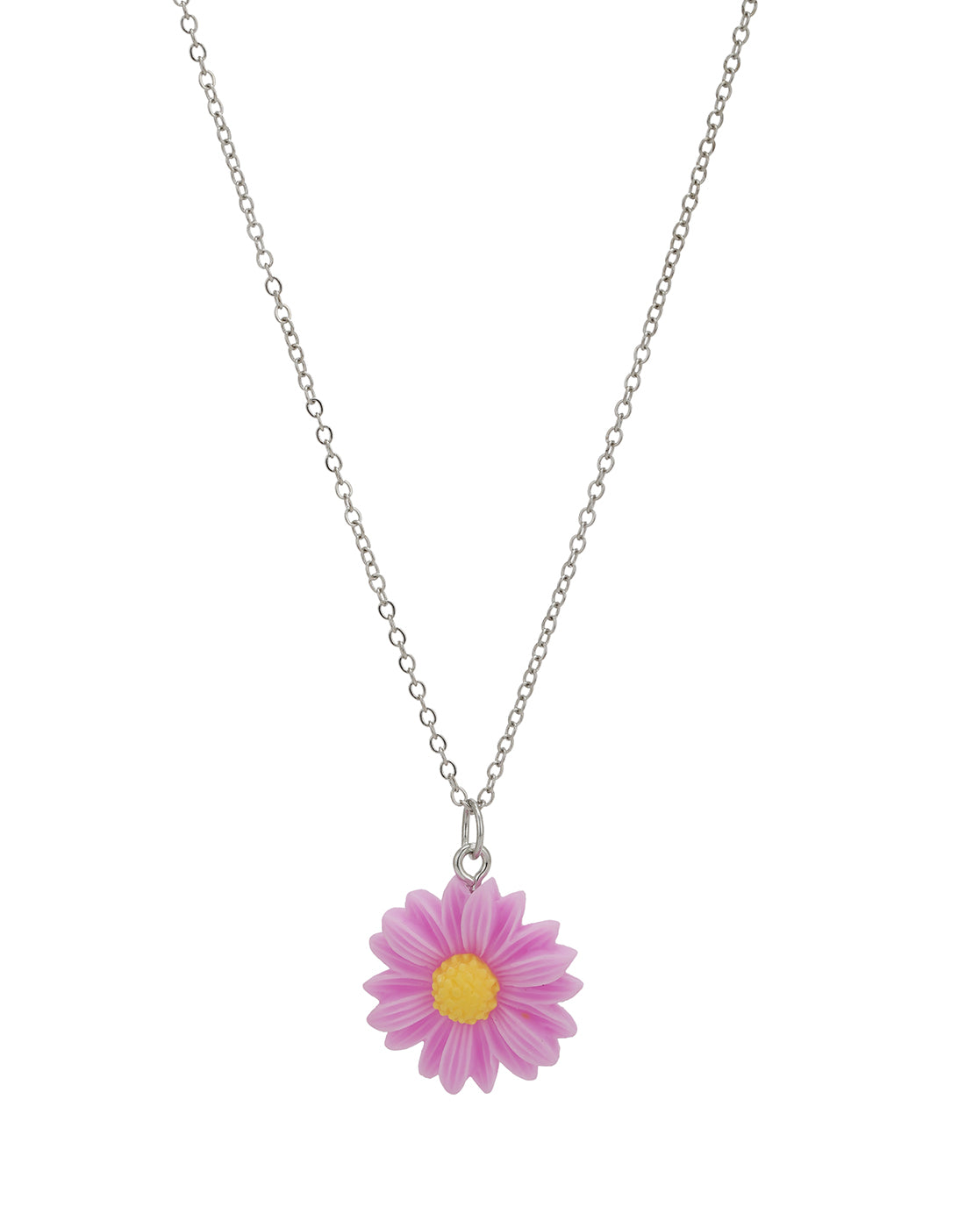 Silver Plated Dangling Floral Pendant Fancy Jewellery Set for Girl