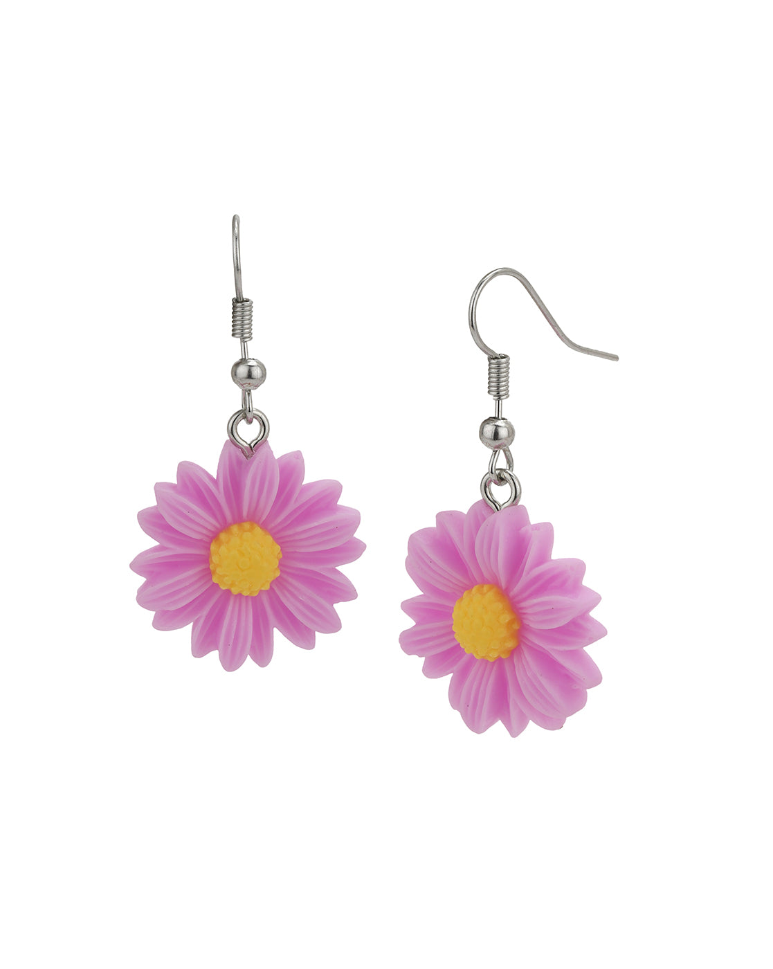 Silver Plated Dangling Floral Pendant Fancy Jewellery Set for Girl