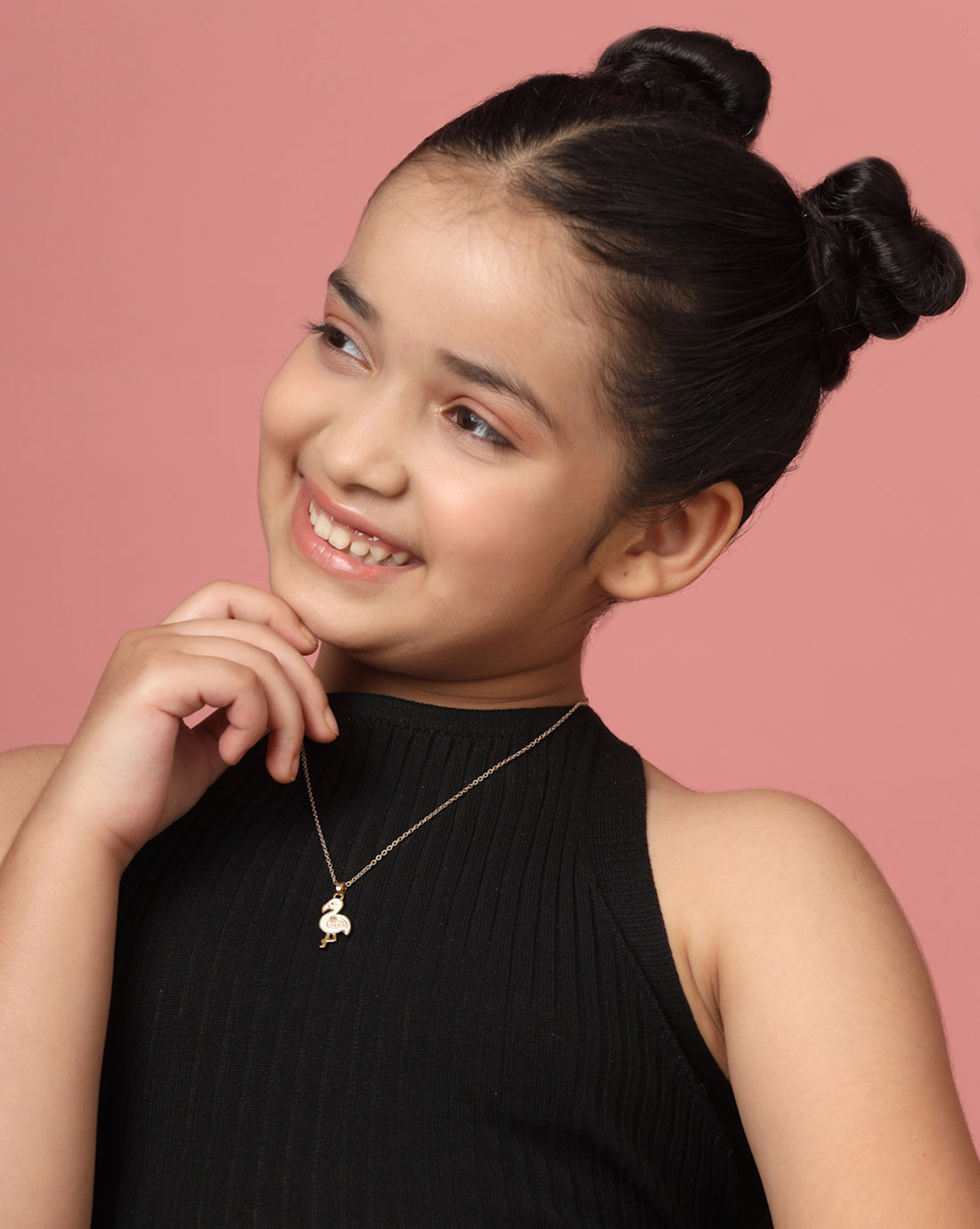 GenZ Rose Gold Plated Set of 5 Inter changeable Multi Figure Enamel Pendant Necklace