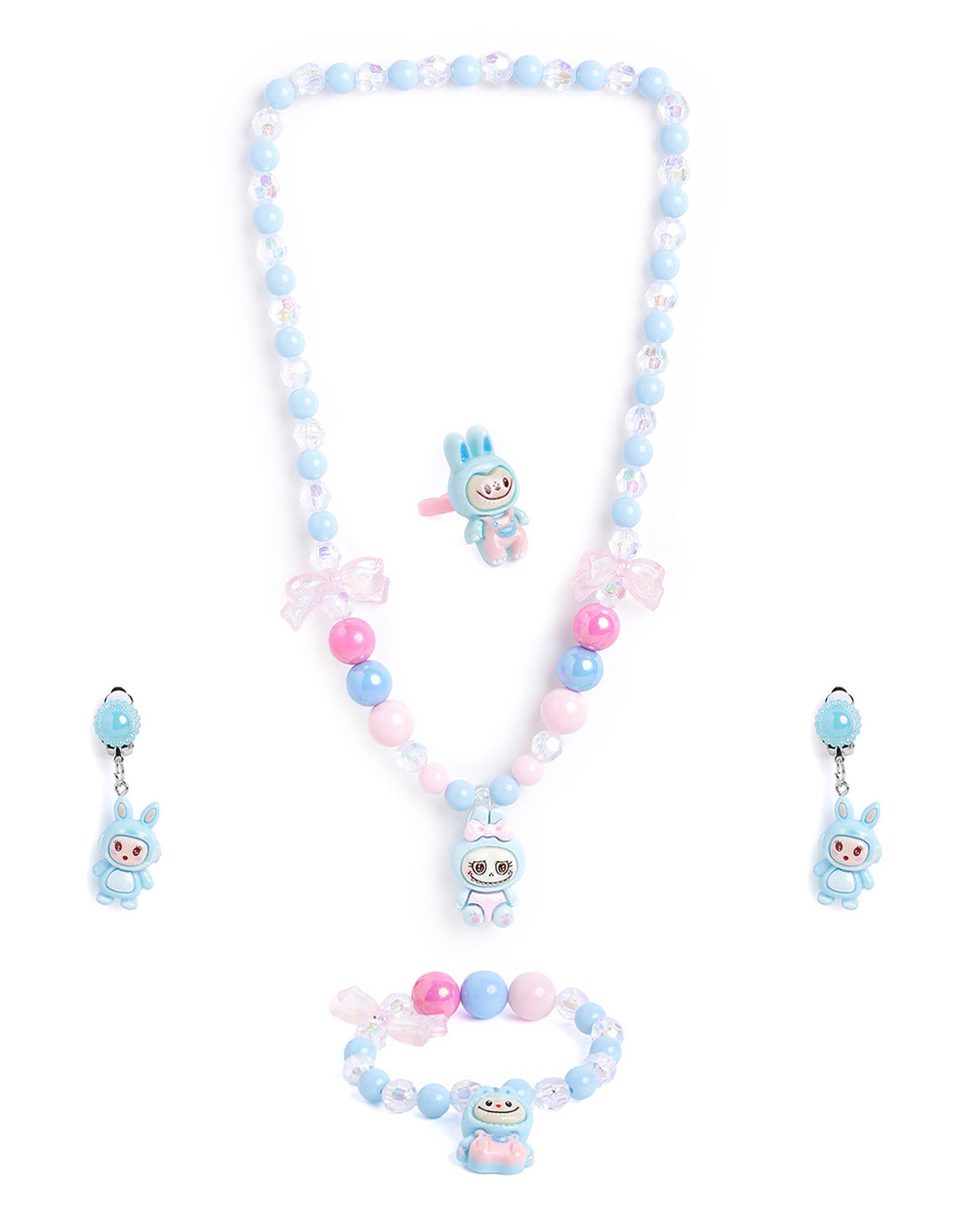 Multicolour Silver Plated Jewellery Set for Girl