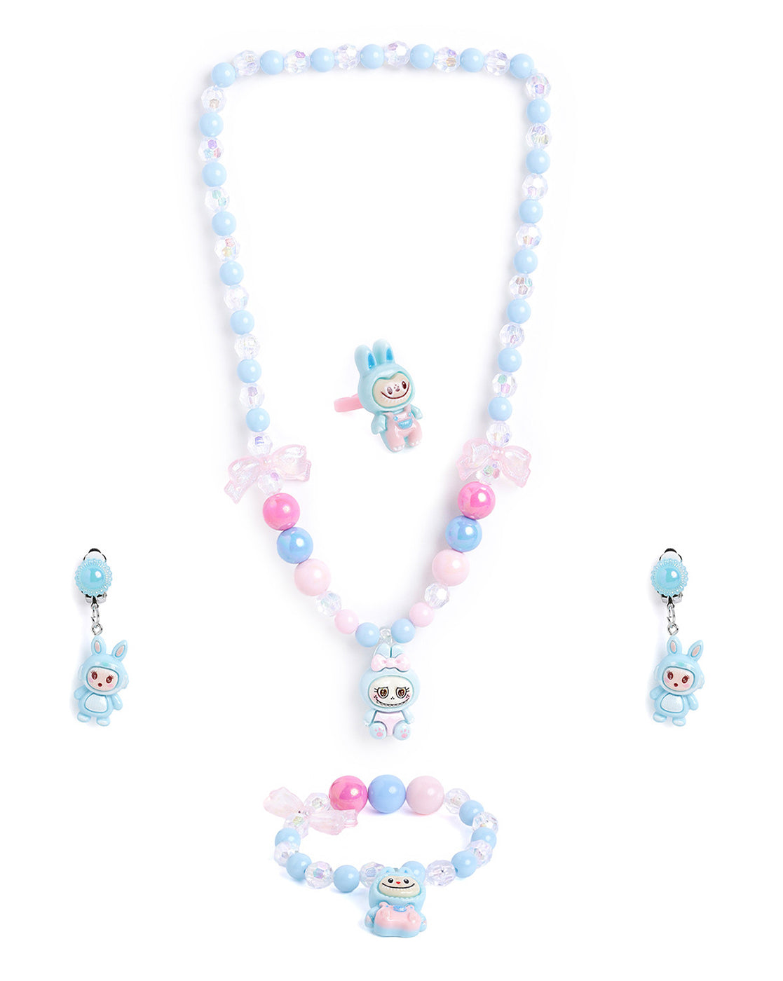 Multicolour Silver Plated Jewellery Set for Girl