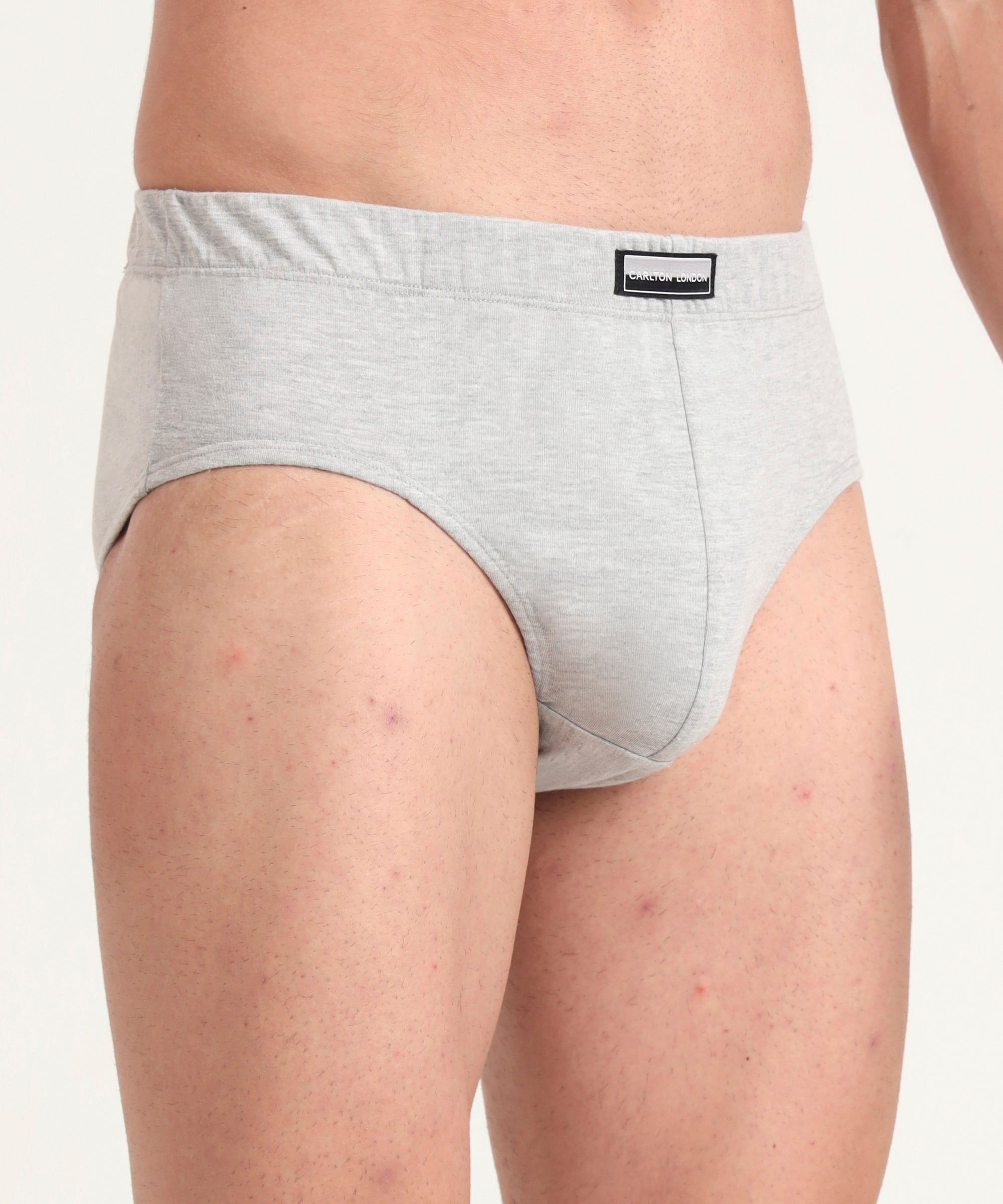 Brief GREY MELG Pack of 3 Cotton Spandex Fabric with Classic Fit Style 001