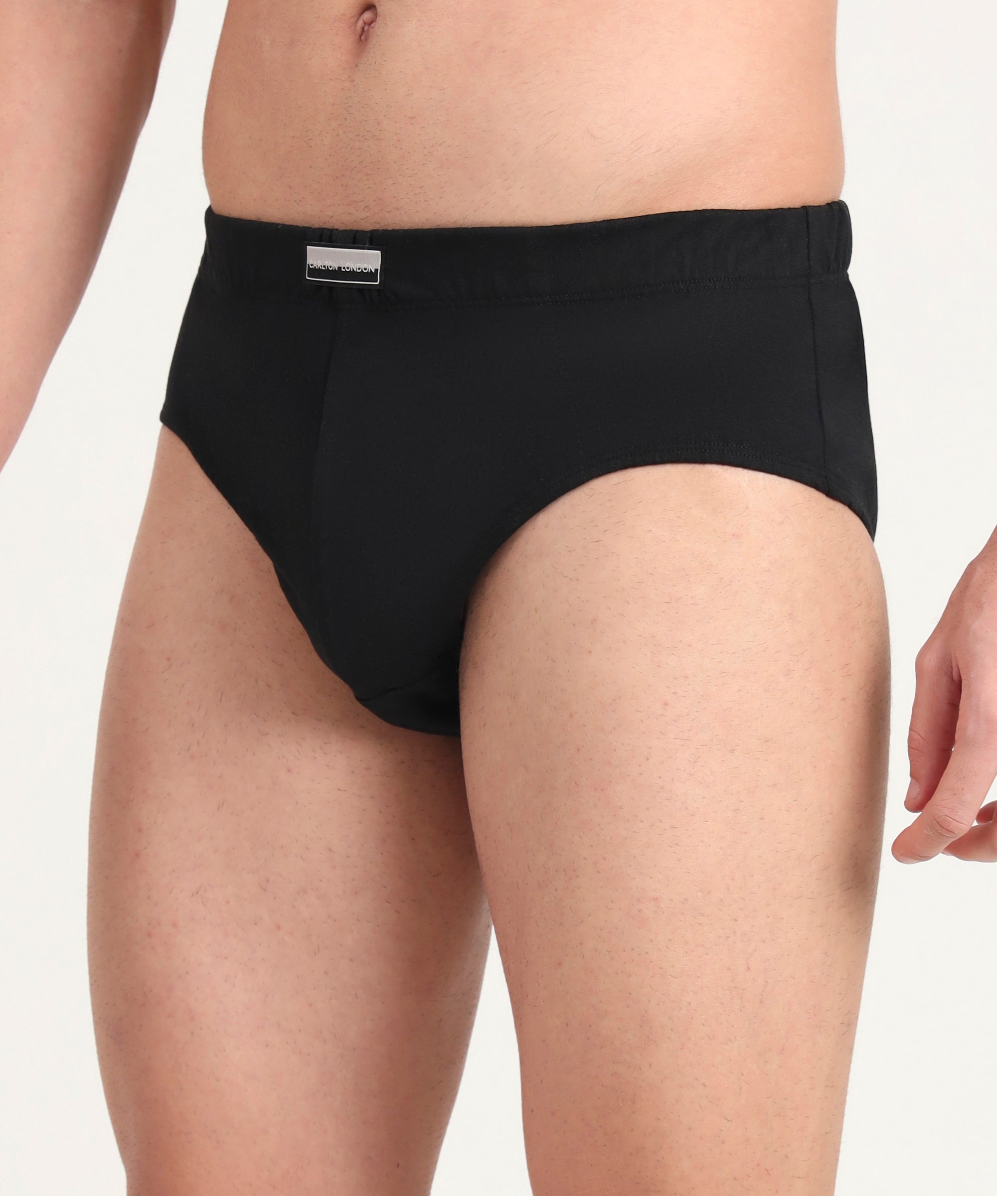 Brief Black Pack of 5 Cotton Spandex Fabric with Classic Fit Style 001