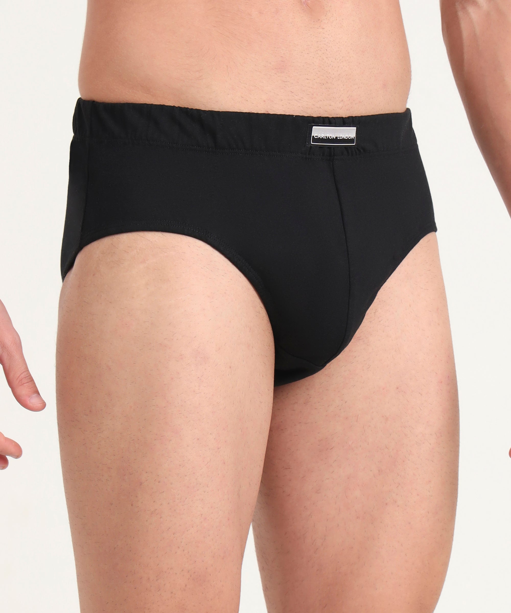 Brief Black Pack of 5 Cotton Spandex Fabric with Classic Fit Style 001