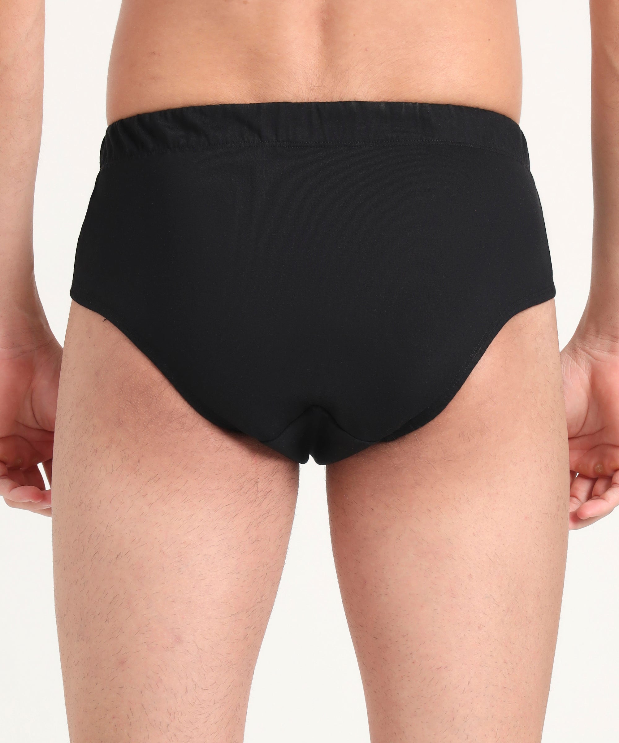 Brief Black Pack of 5 Cotton Spandex Fabric with Classic Fit Style 001