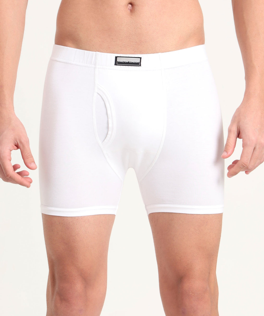 Boxer Brief White Pack of 5 Cotton Spandex Fabric with Classic Fit Style 001