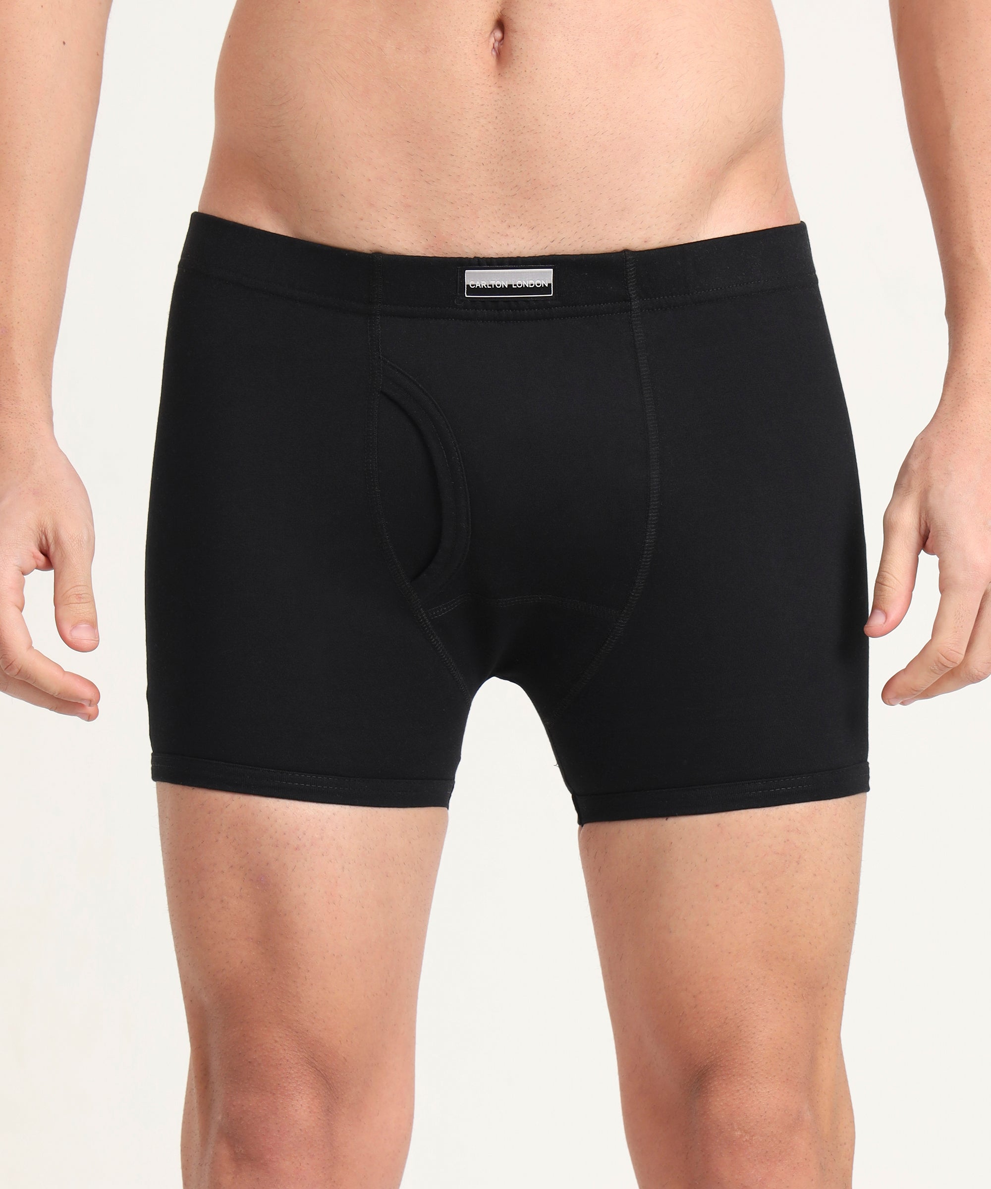 Boxer Brief Black Pack of 3 Cotton Spandex Fabric with Classic Fit Style 001