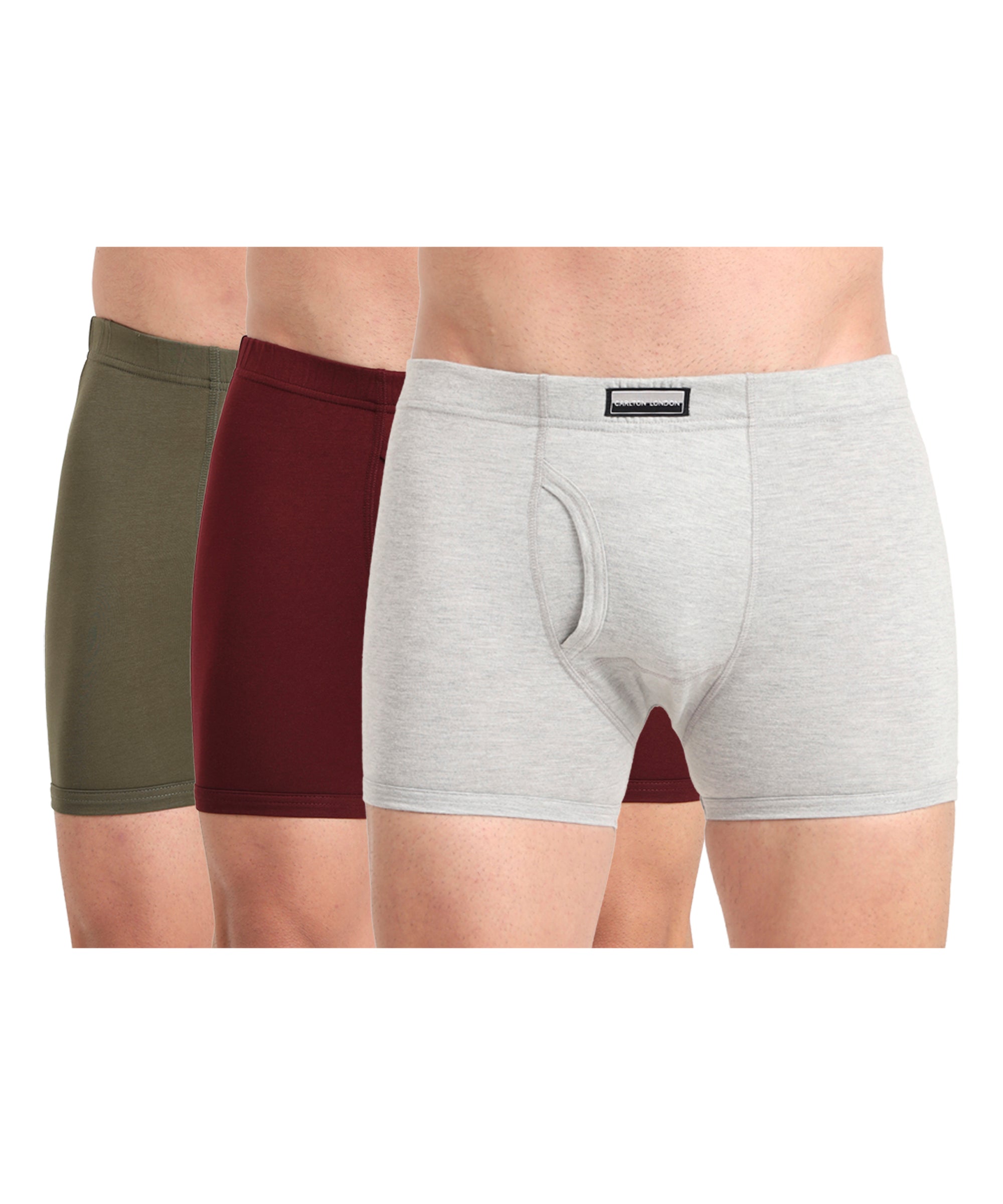 Boxer Brief Assorted Pack of 3 Cotton Spandex Fabric with Classic Fit Style 001
